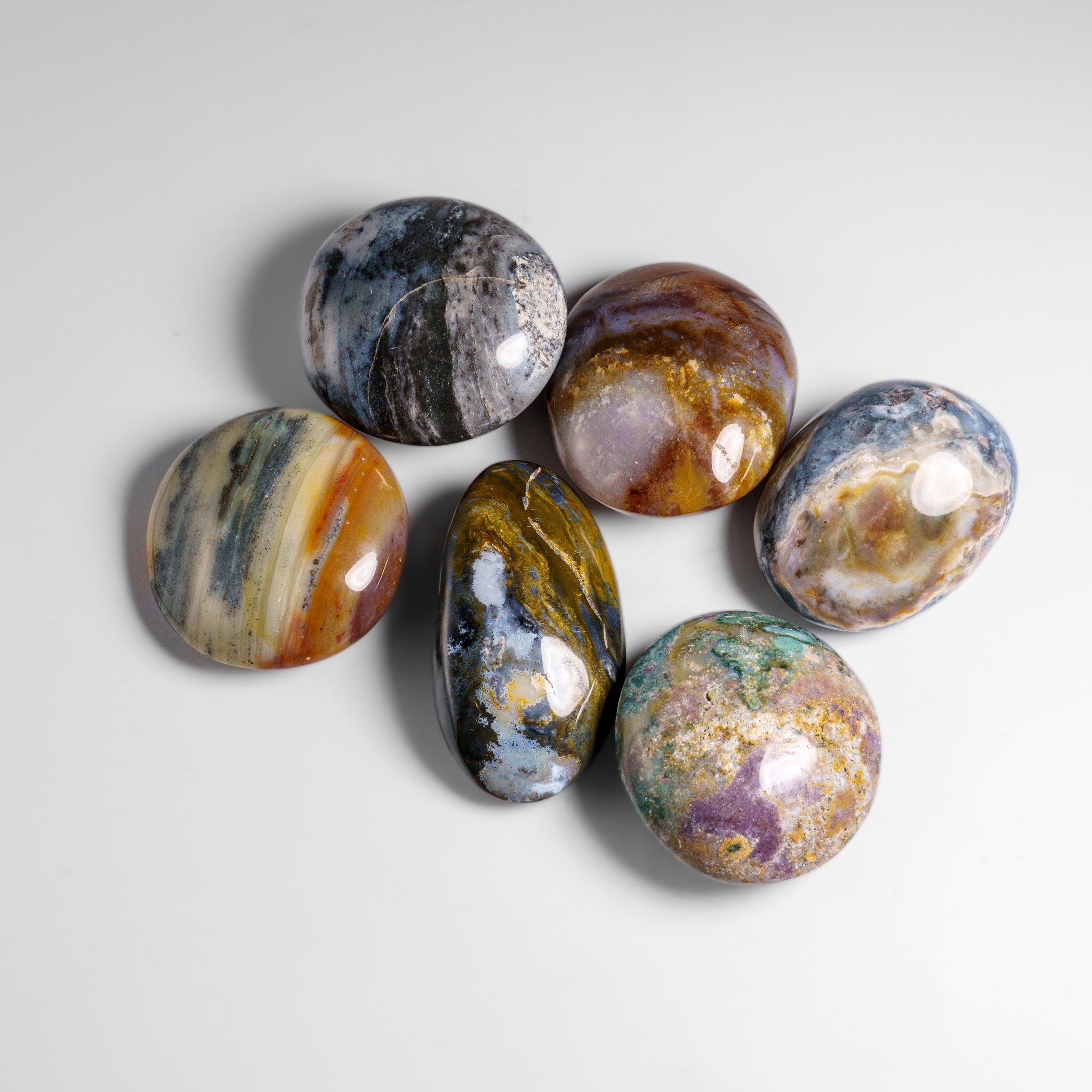 Genuine Polished Ocean Jasper Palm Stone
