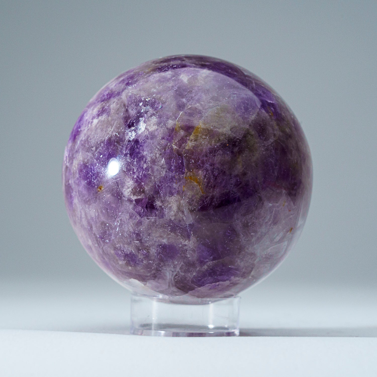 Polished Chevron Amethyst Sphere from Brazil (3", 1.2 lbs)