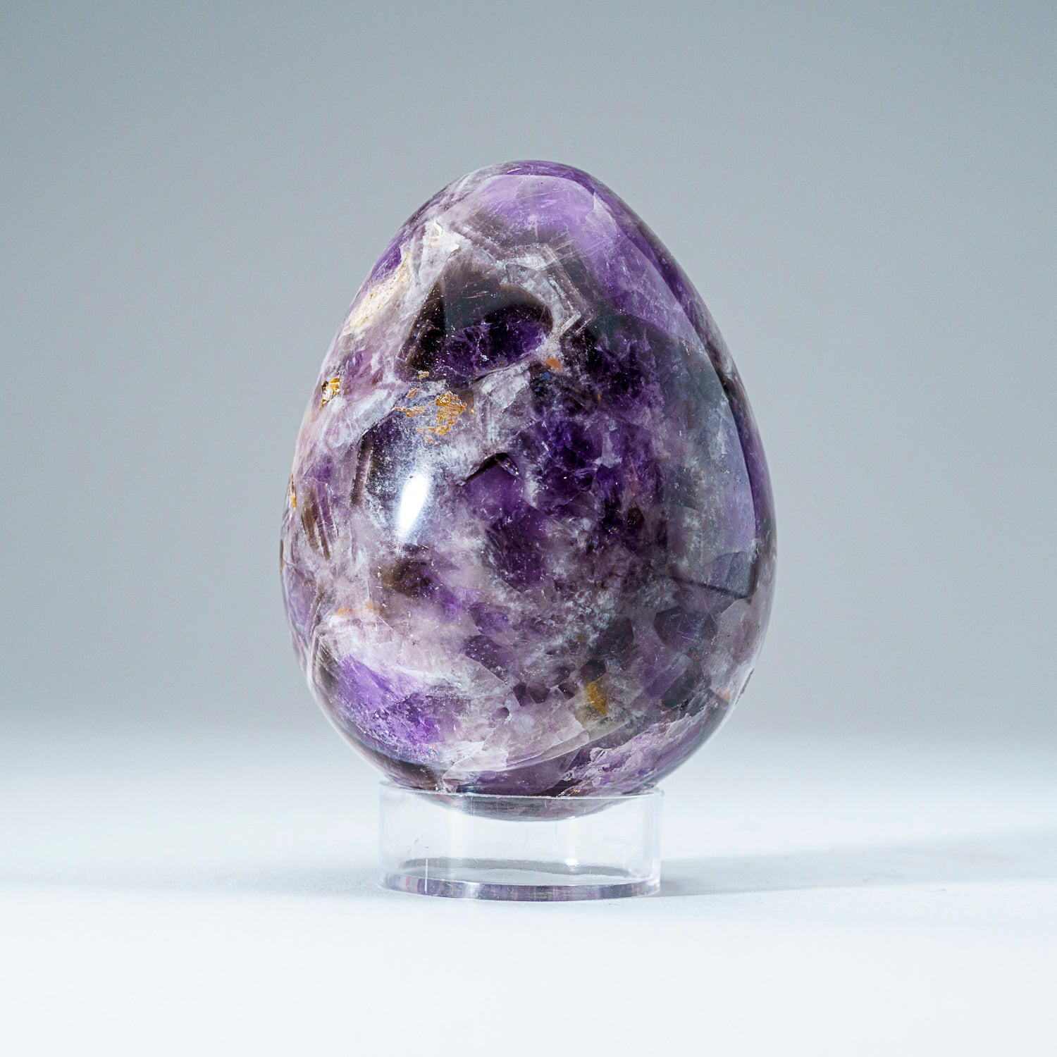 Polished Chevron Amethyst Egg from Brazil (308 grams)