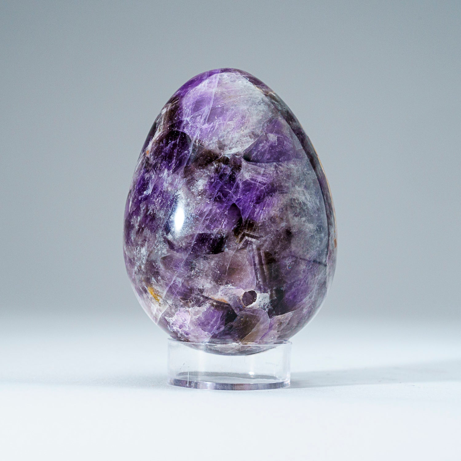 Polished Chevron Amethyst Egg from Brazil (308 grams)