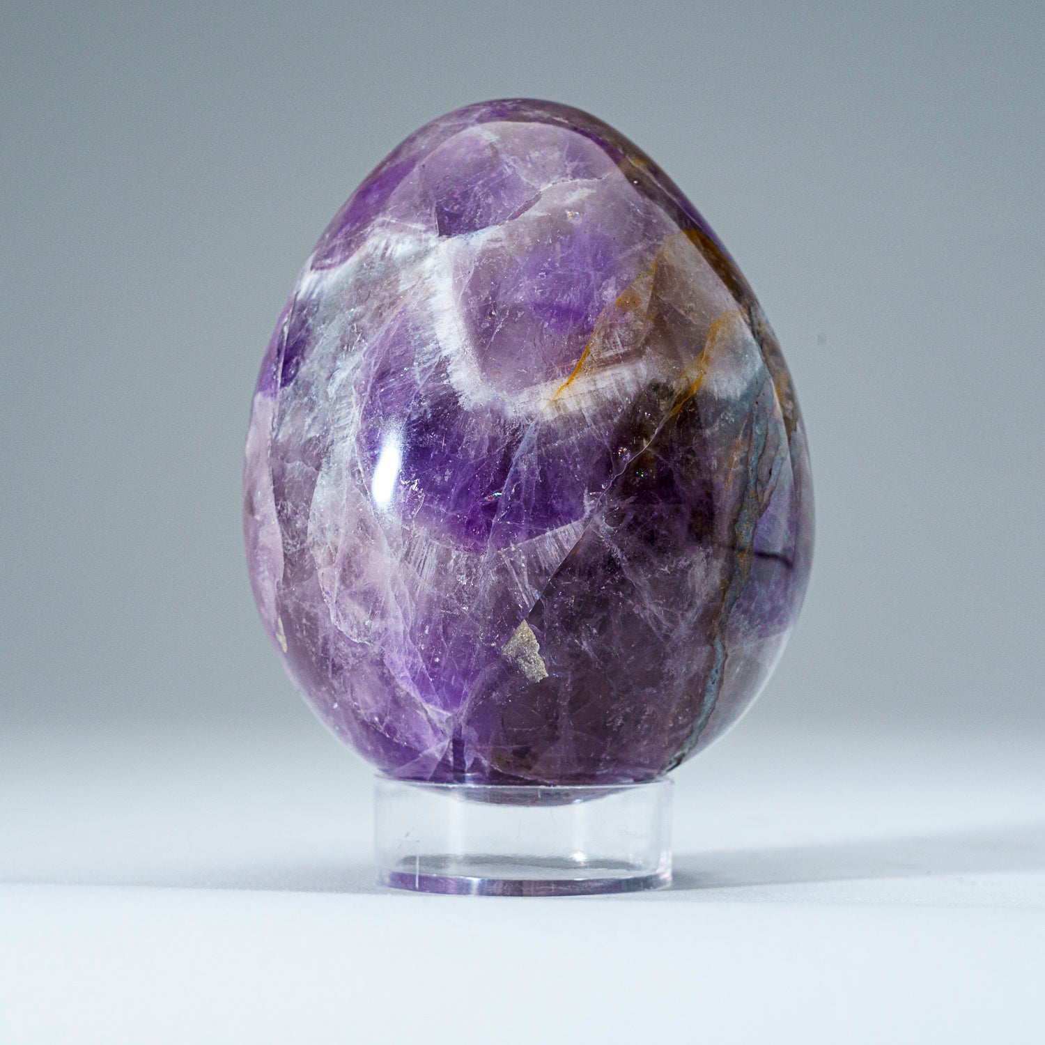 Polished Chevron Amethyst Egg from Brazil (380 grams)