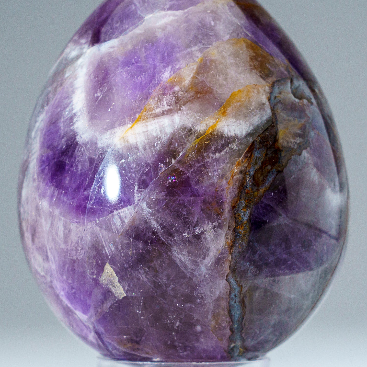 Polished Chevron Amethyst Egg from Brazil (380 grams)