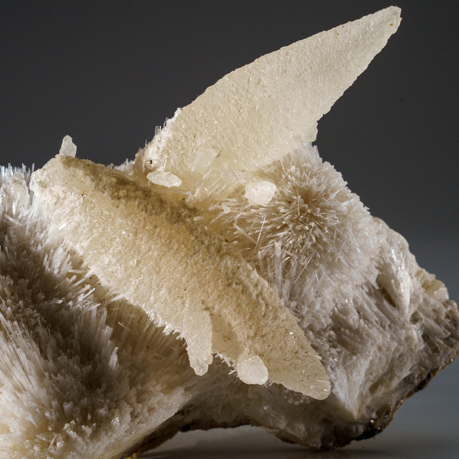 Calcite on Mesolite from Pune District, Maharashtra, India