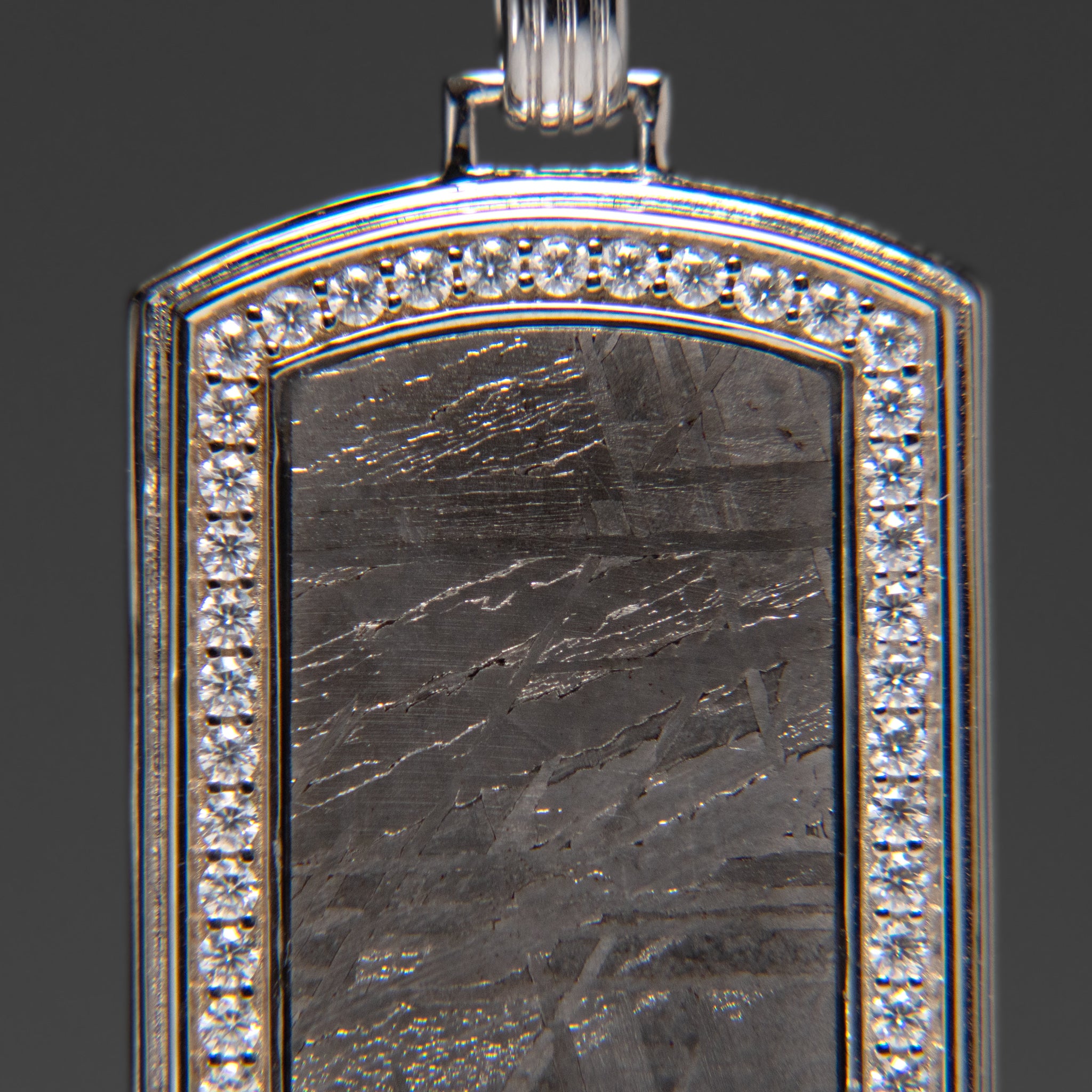 Muonionalusta Meteorite Dog Tag Pendant with 18" Sterling Silver Chain