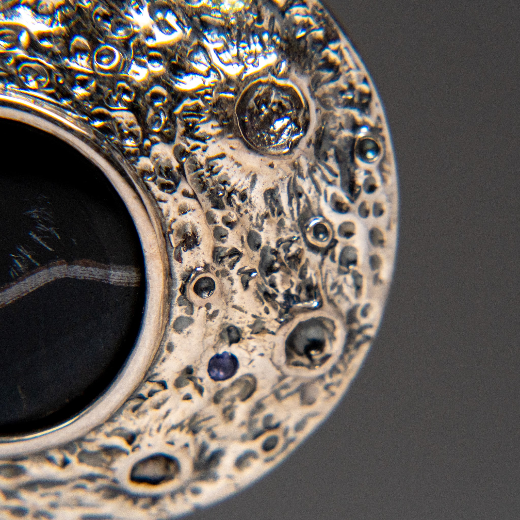 Genuine Onyx Crescent Moon Pendant with 18" Sterling Silver Chain