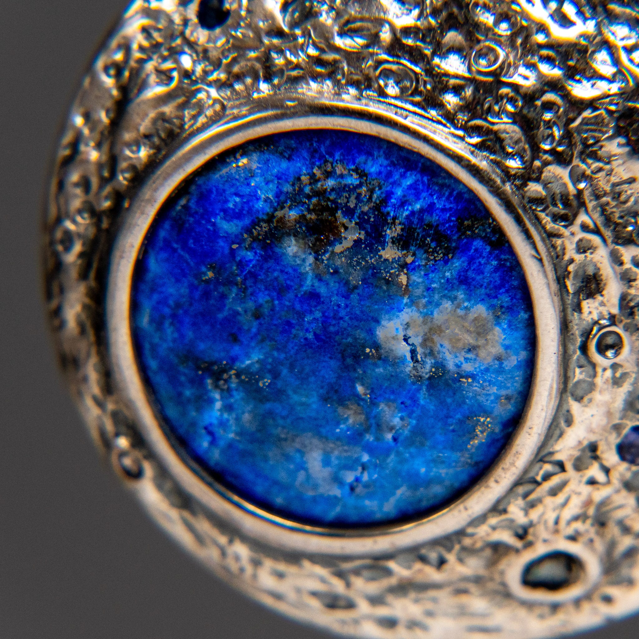 Genuine Lapis Lazuli Crescent Moon Pendant with 18" Sterling Silver Chain