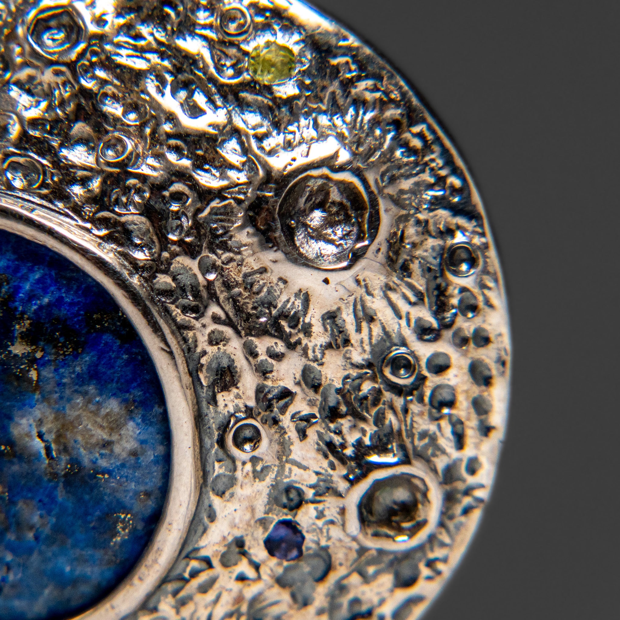 Genuine Lapis Lazuli Crescent Moon Pendant with 18" Sterling Silver Chain