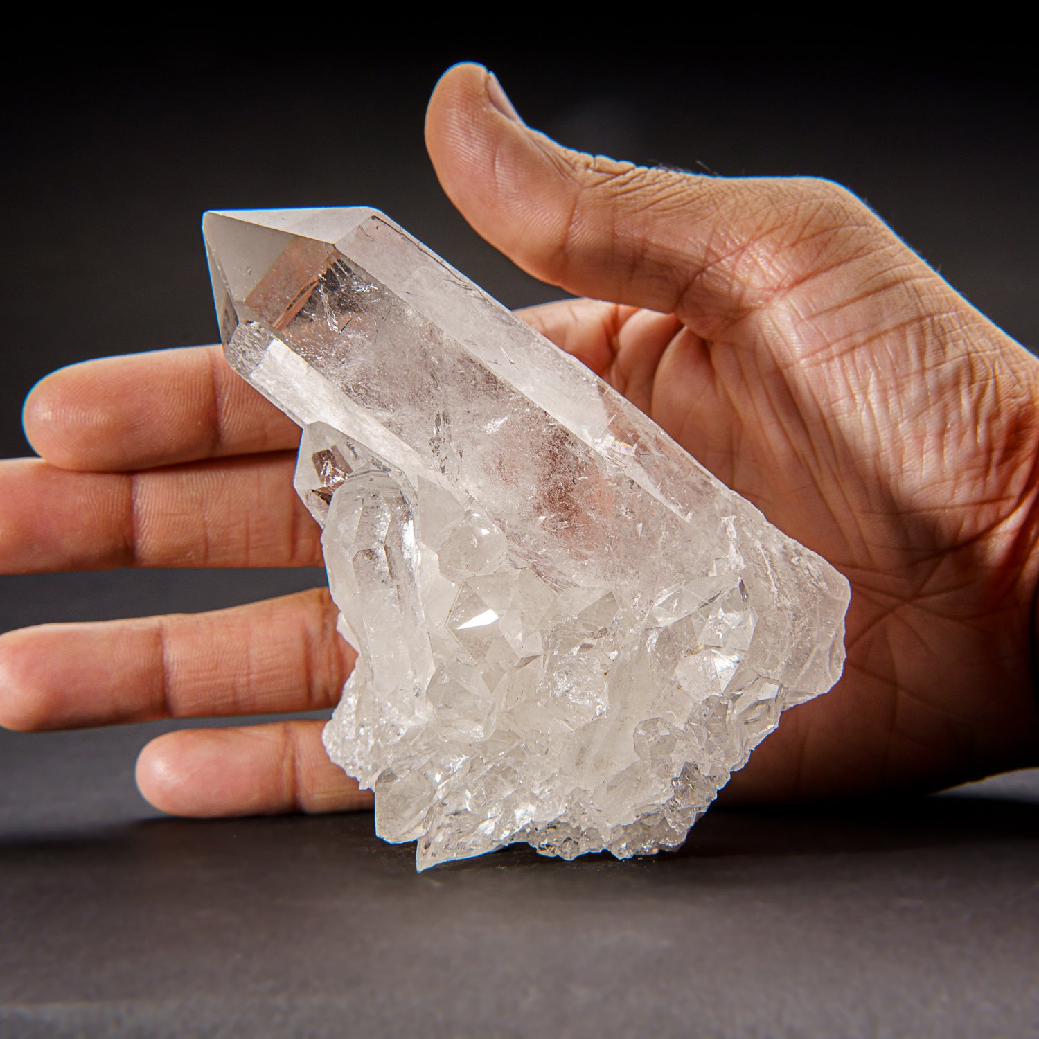 Genuine Clear Quartz Crystal Cluster Point from Brazil (372.7 grams)