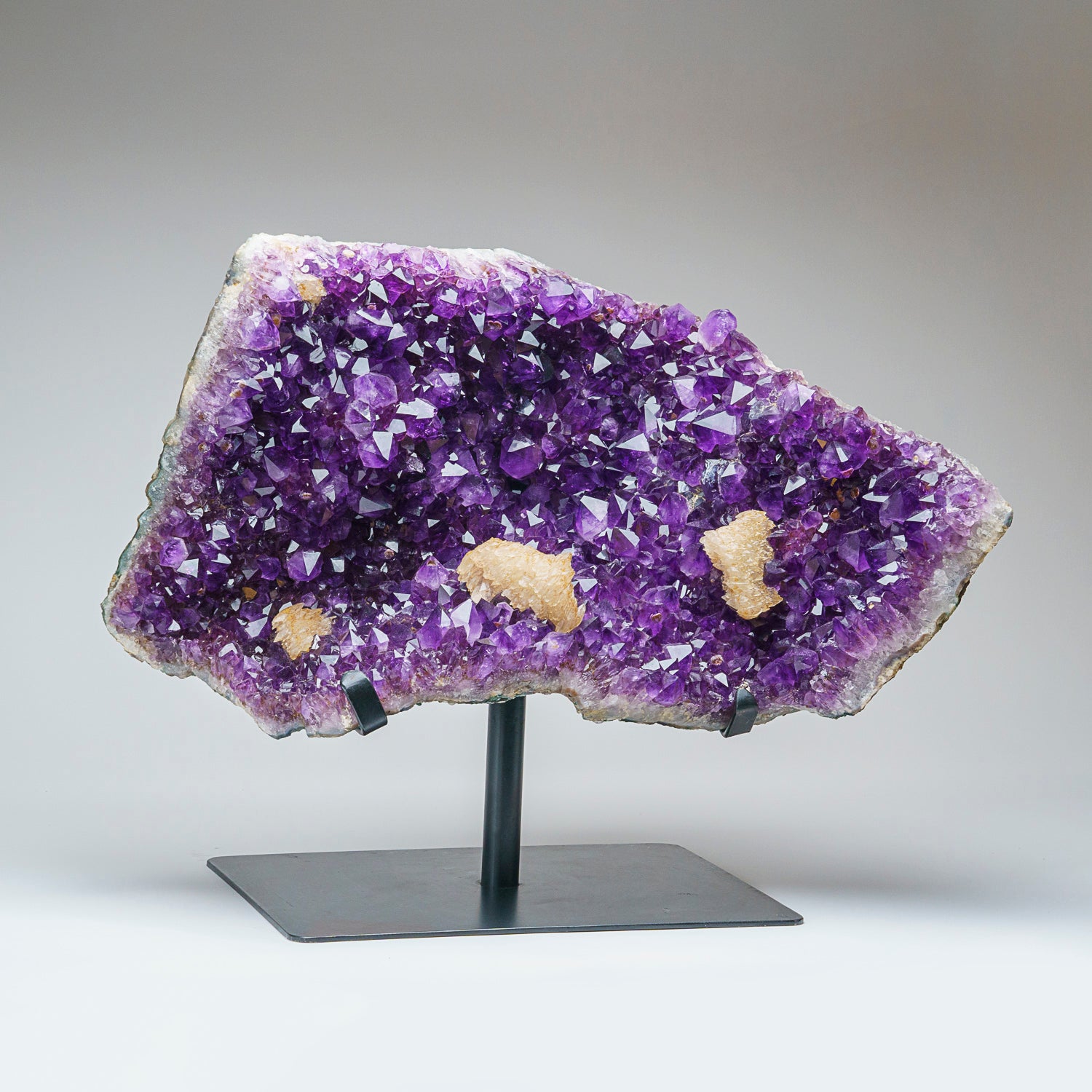 Genuine Amethyst Crystal Cluster with Calcite on Stand from Uruguay (58.5 lbs)