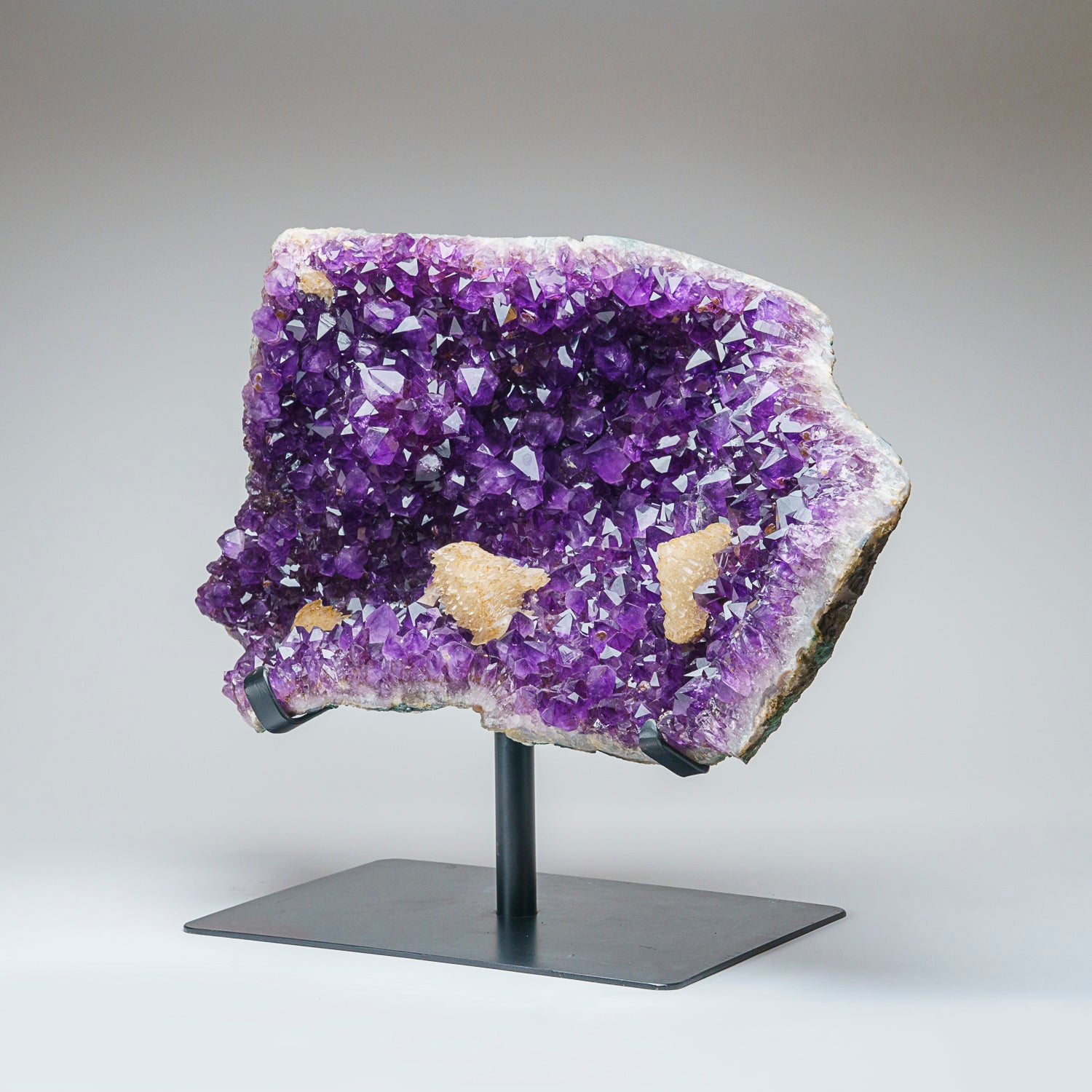 Genuine Amethyst Crystal Cluster with Calcite on Stand from Uruguay (58.5 lbs)