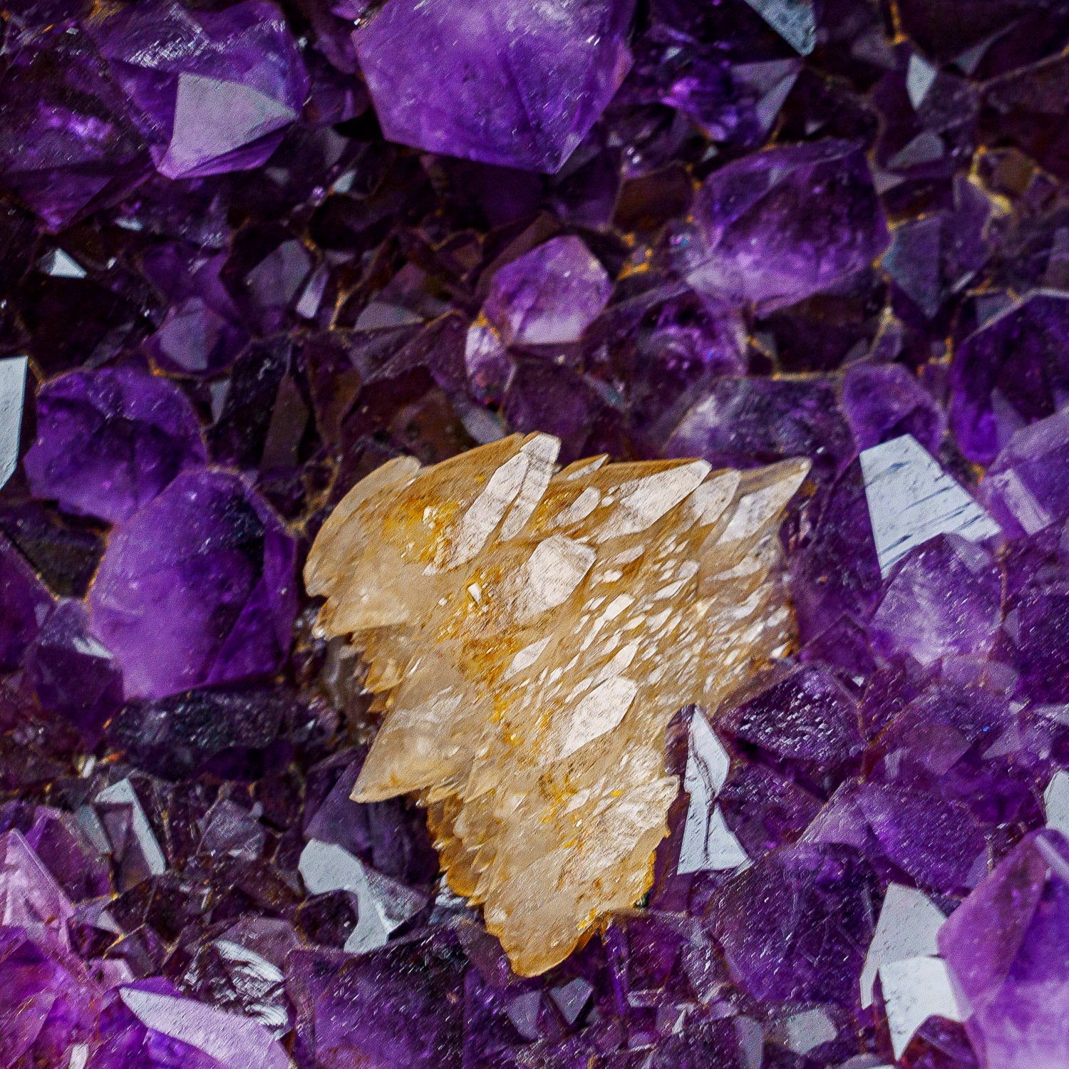 Genuine Amethyst Crystal Cluster with Calcite on Stand from Uruguay (58.5 lbs)