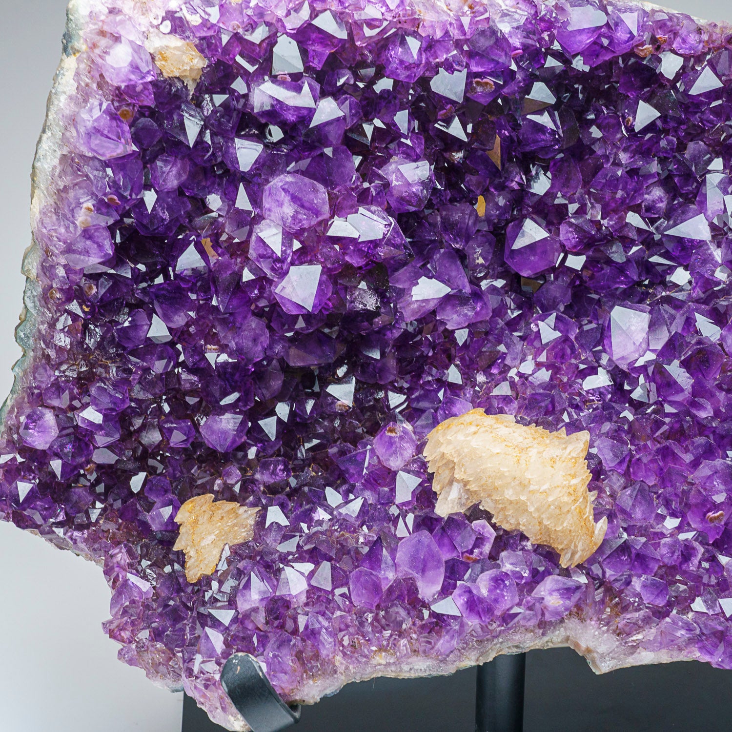 Genuine Amethyst Crystal Cluster with Calcite on Stand from Uruguay (58.5 lbs)