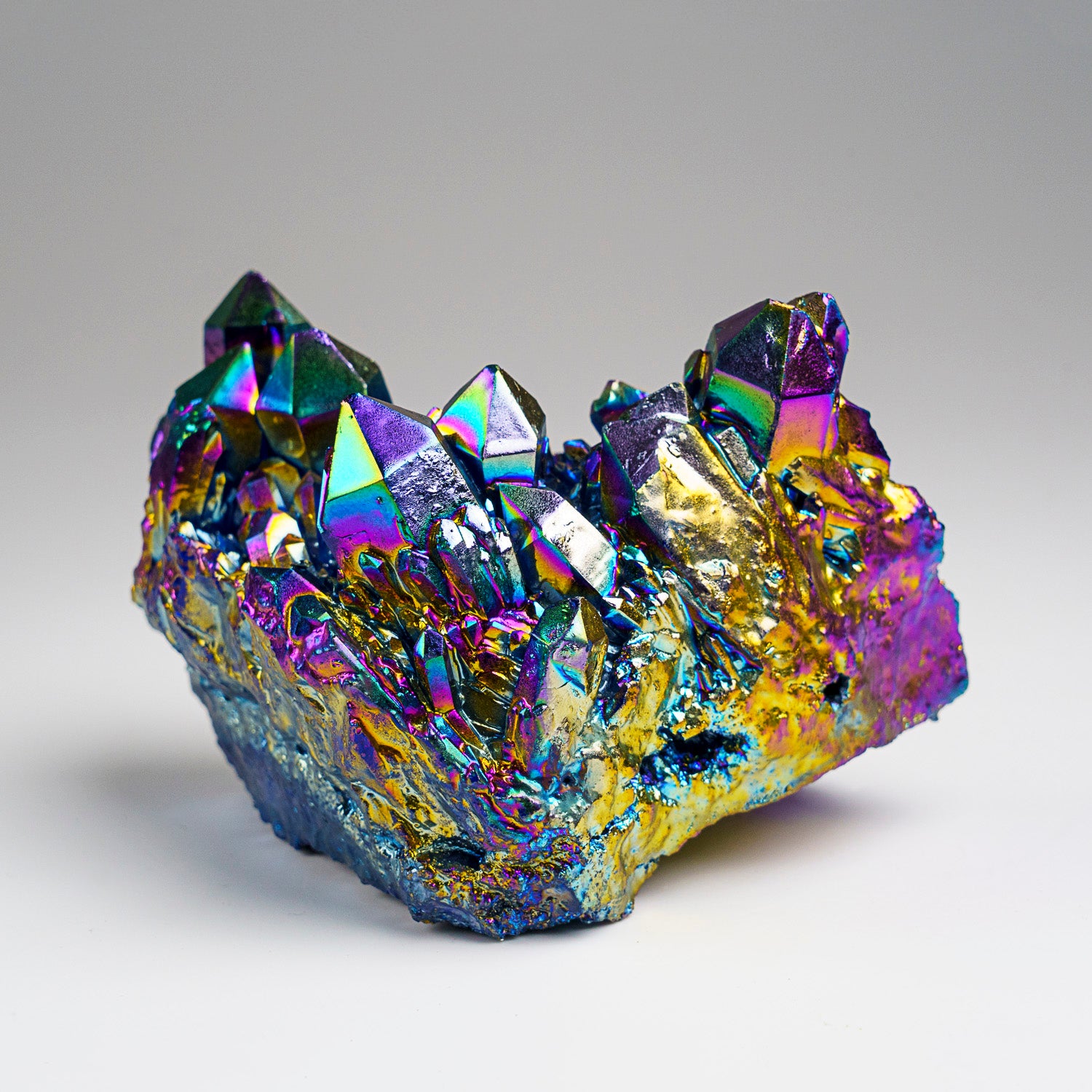 Rainbow Aura Quartz Crystal Cluster (491.1 grams)