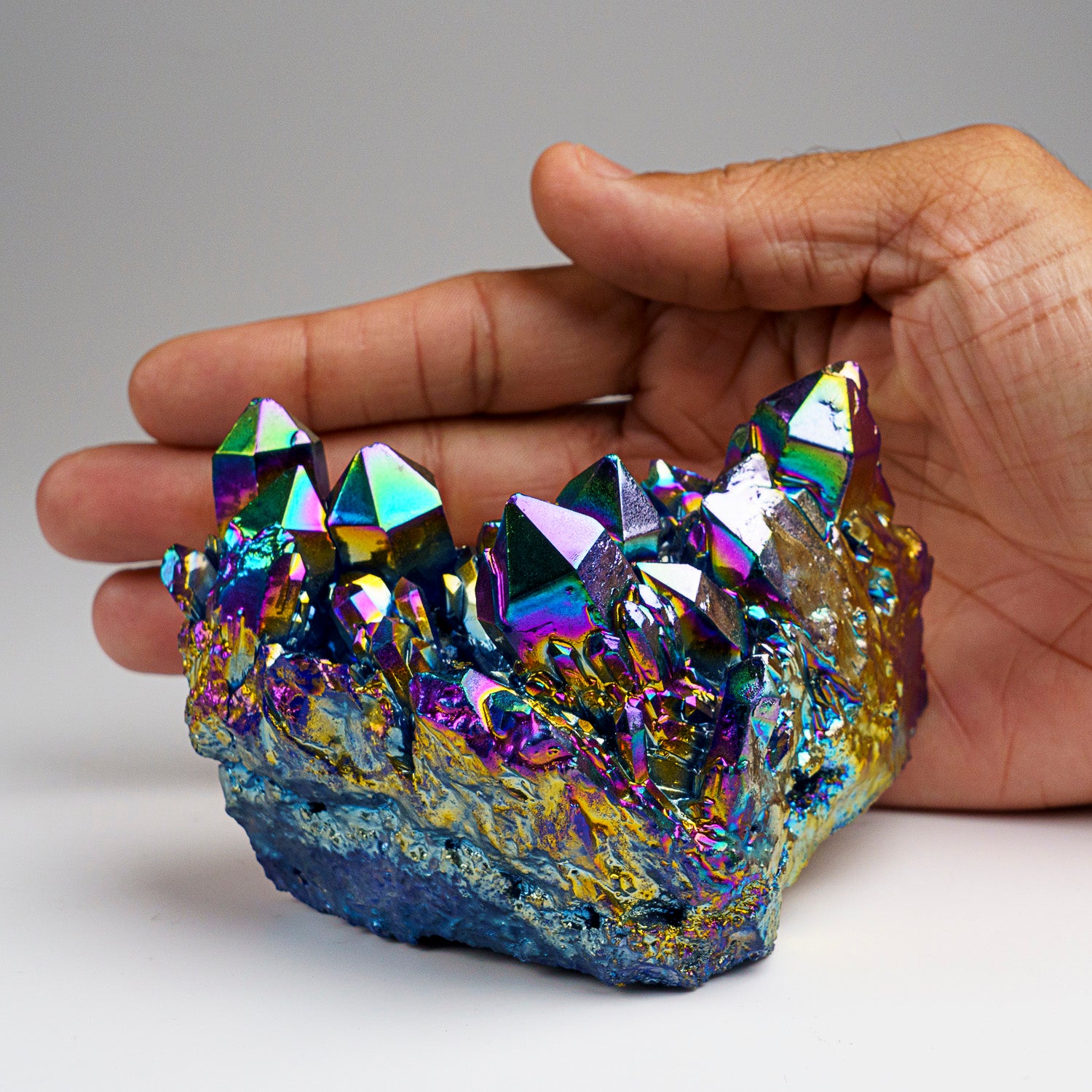 Rainbow Aura Quartz Crystal Cluster (491.1 grams)