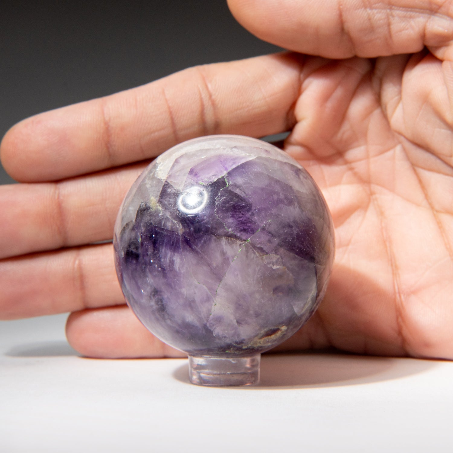 Genuine Polished Amethyst Sphere (2") with Acrylic Display Stand