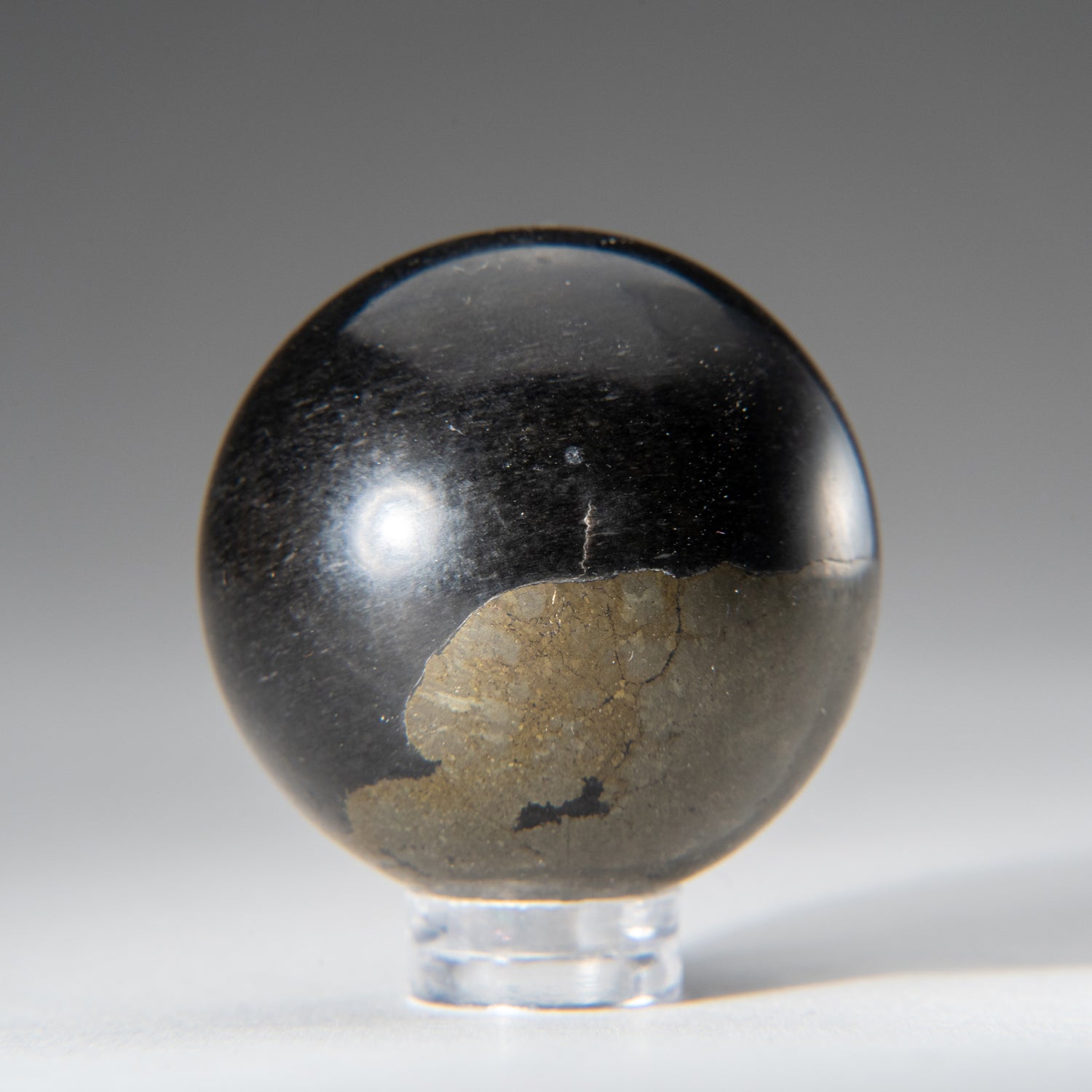 Genuine Polished Pyrite Stone Sphere (1.25") with Acrylic Display Stand