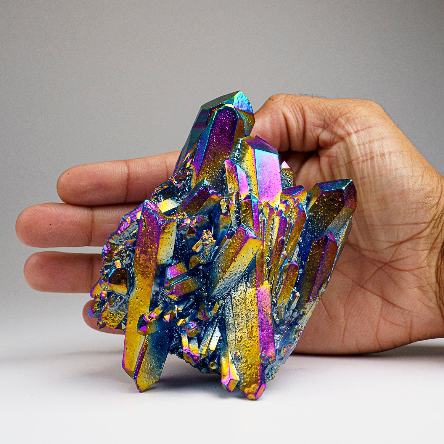 Rainbow Aura Quartz Crystal Cluster (546.4 grams)