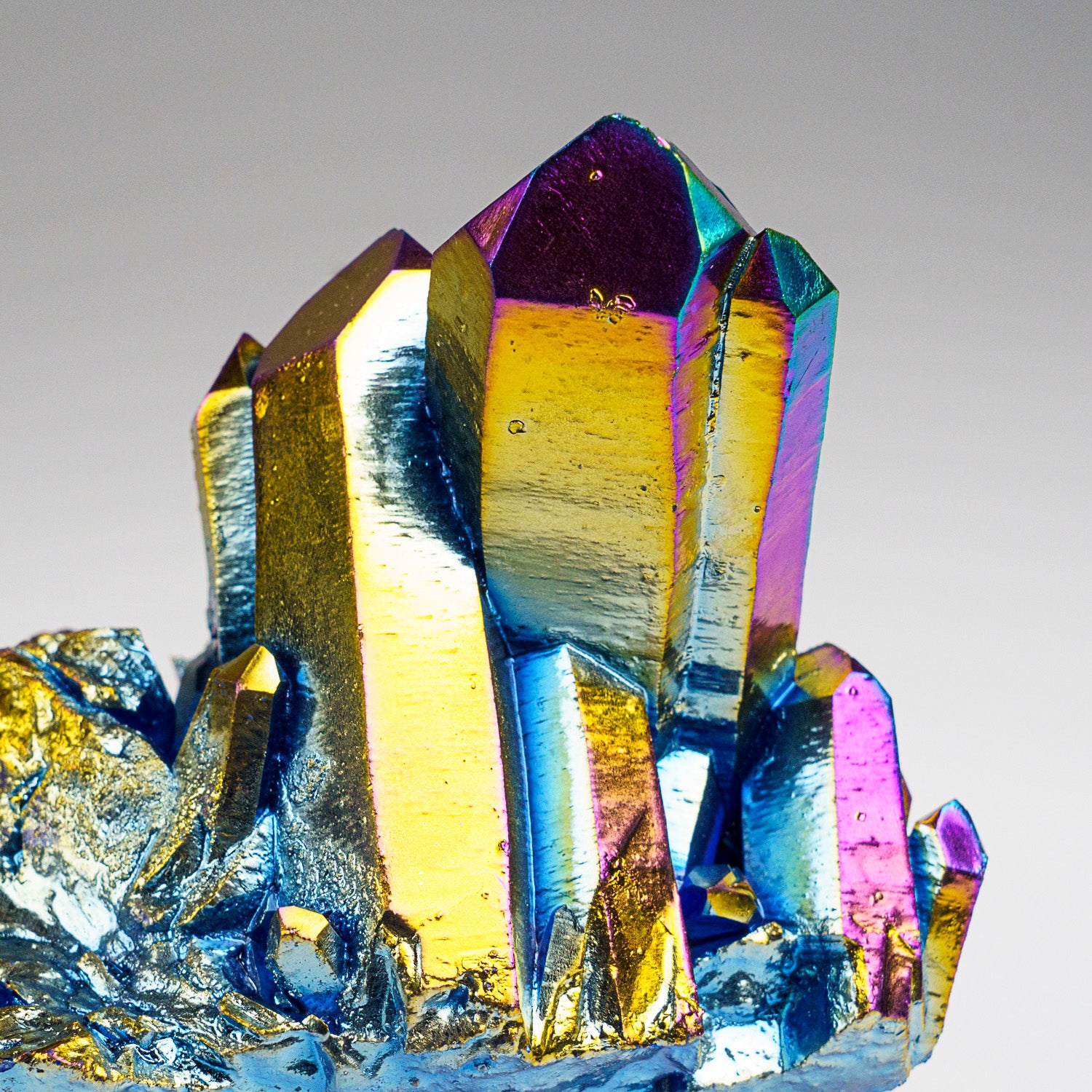 Rainbow Aura Quartz Crystal Cluster (505.8 grams)