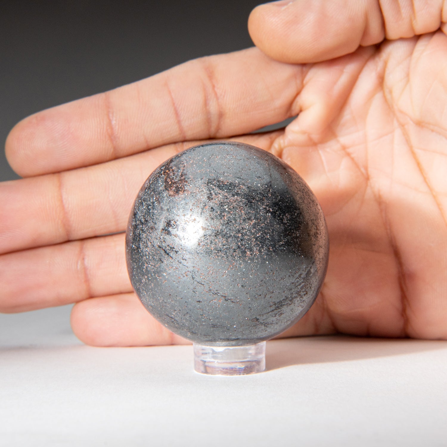 Genuine Polished Hematite Sphere (1.5")  with Acrylic Display Stand
