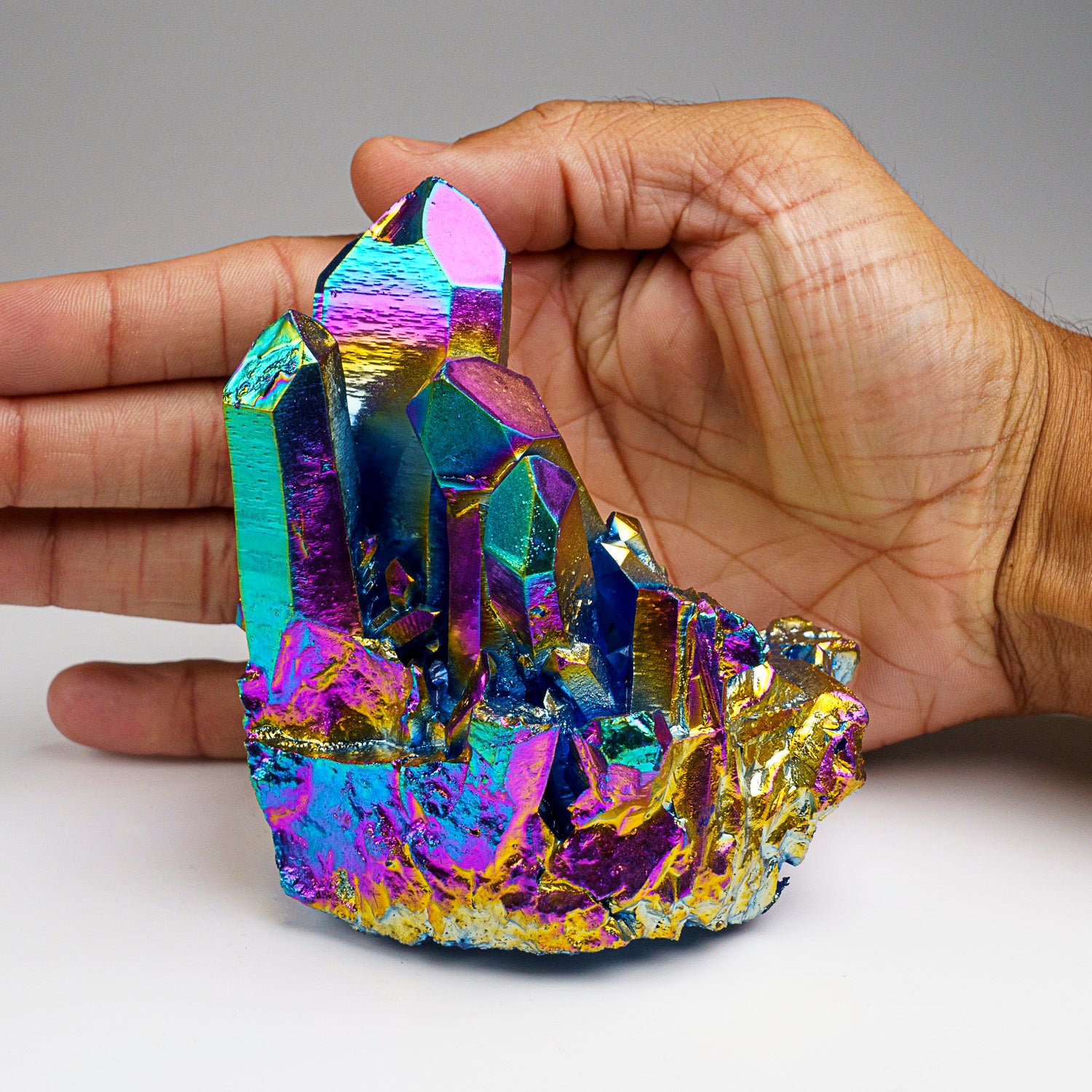 Rainbow Aura Quartz Crystal Cluster (505.8 grams)