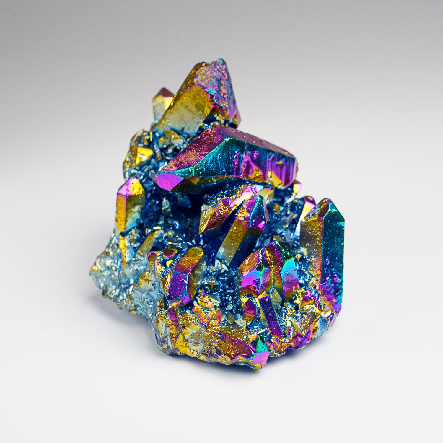 Rainbow Aura Quartz Crystal Cluster (383.6 grams)