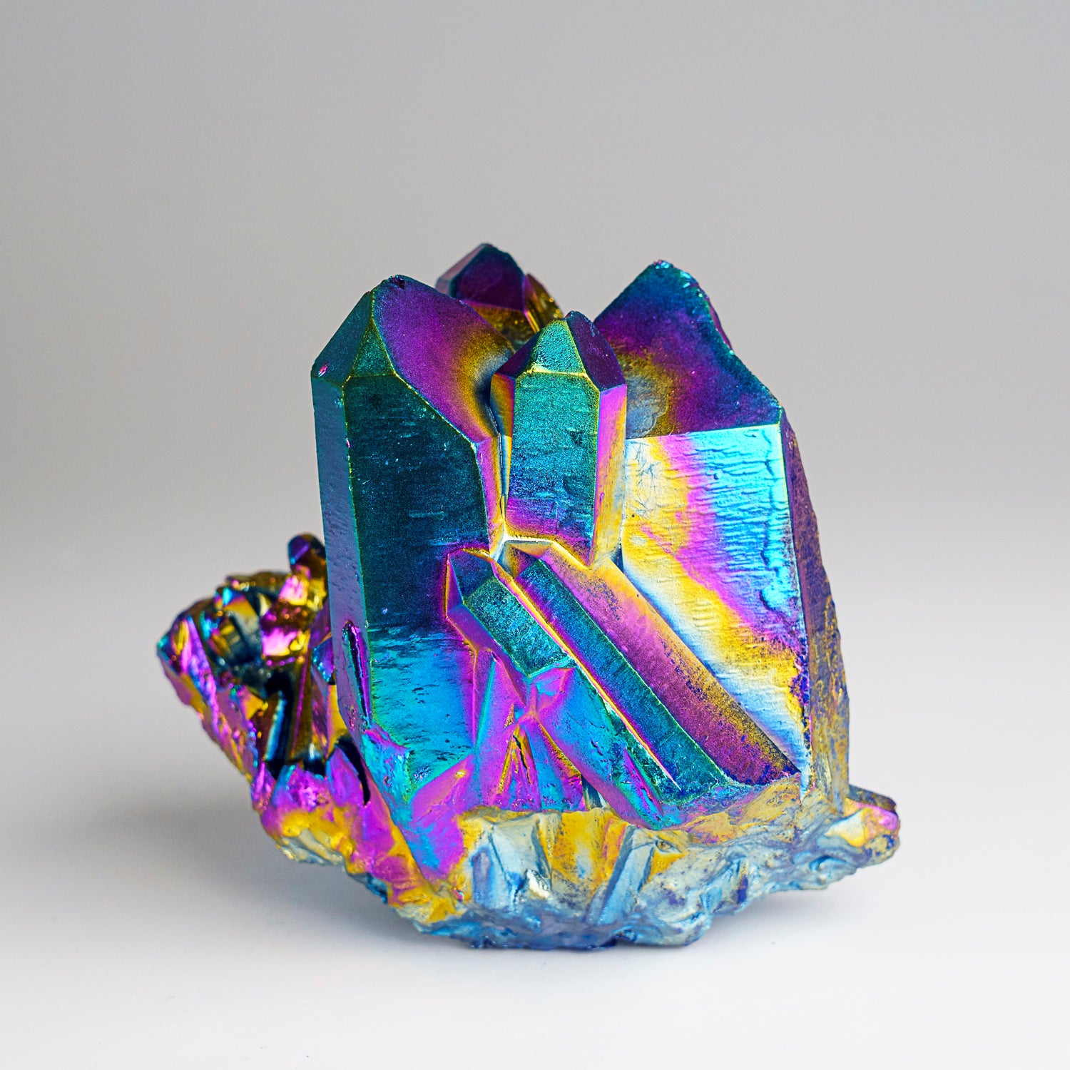 Rainbow Aura Quartz Crystal Cluster (368.1 grams)