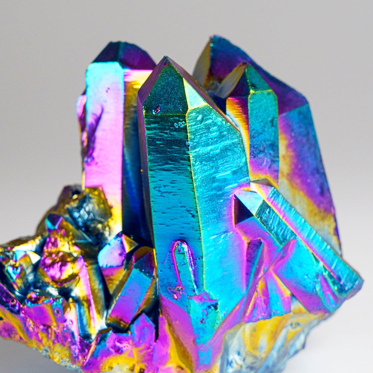 Rainbow Aura Quartz Crystal Cluster (368.1 grams)