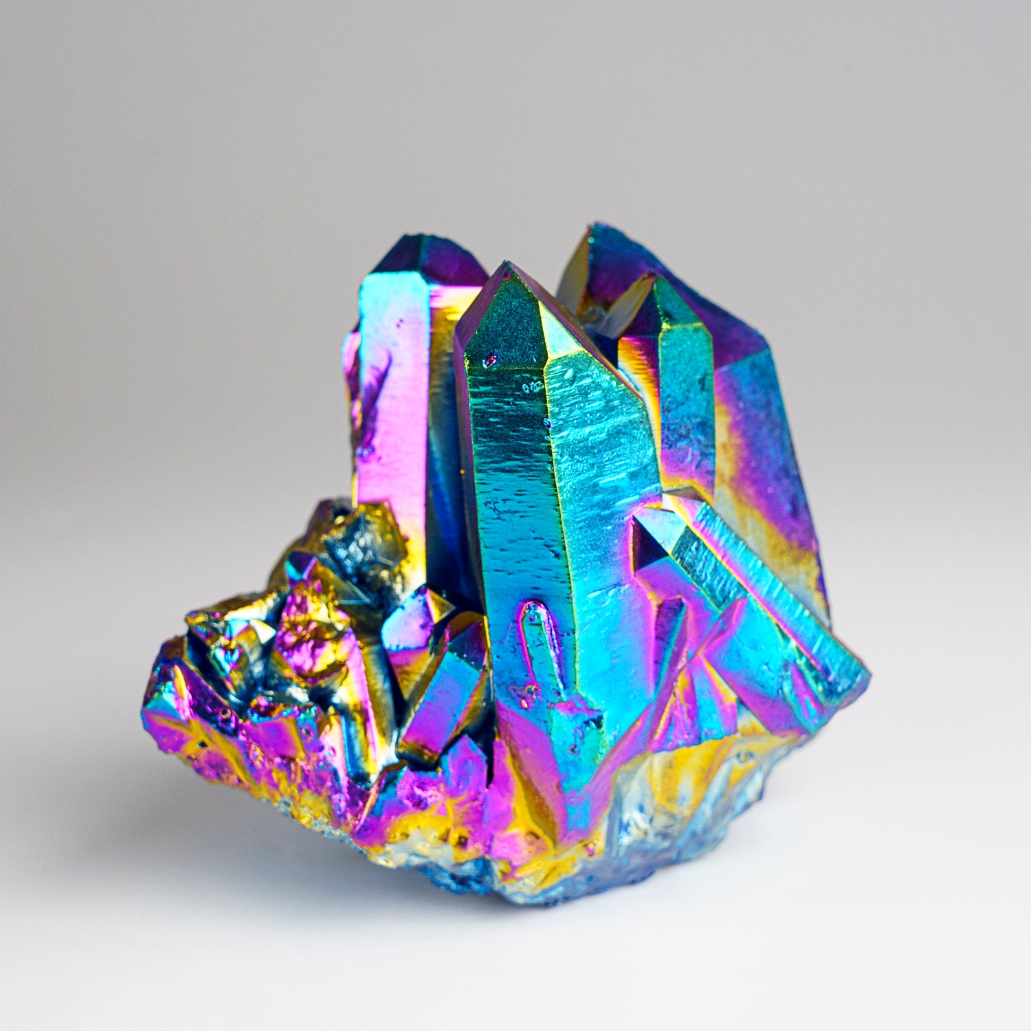 Rainbow Aura Quartz Crystal Cluster (368.1 grams)