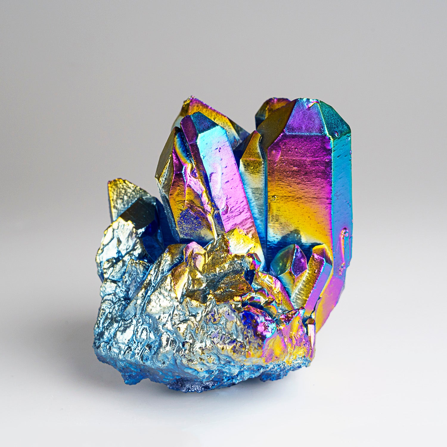 Rainbow Aura Quartz Crystal Cluster (368.1 grams)