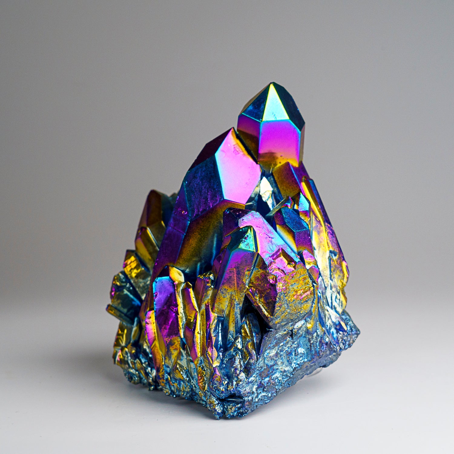 Rainbow Aura Quartz Crystal Cluster (657.1 grams)