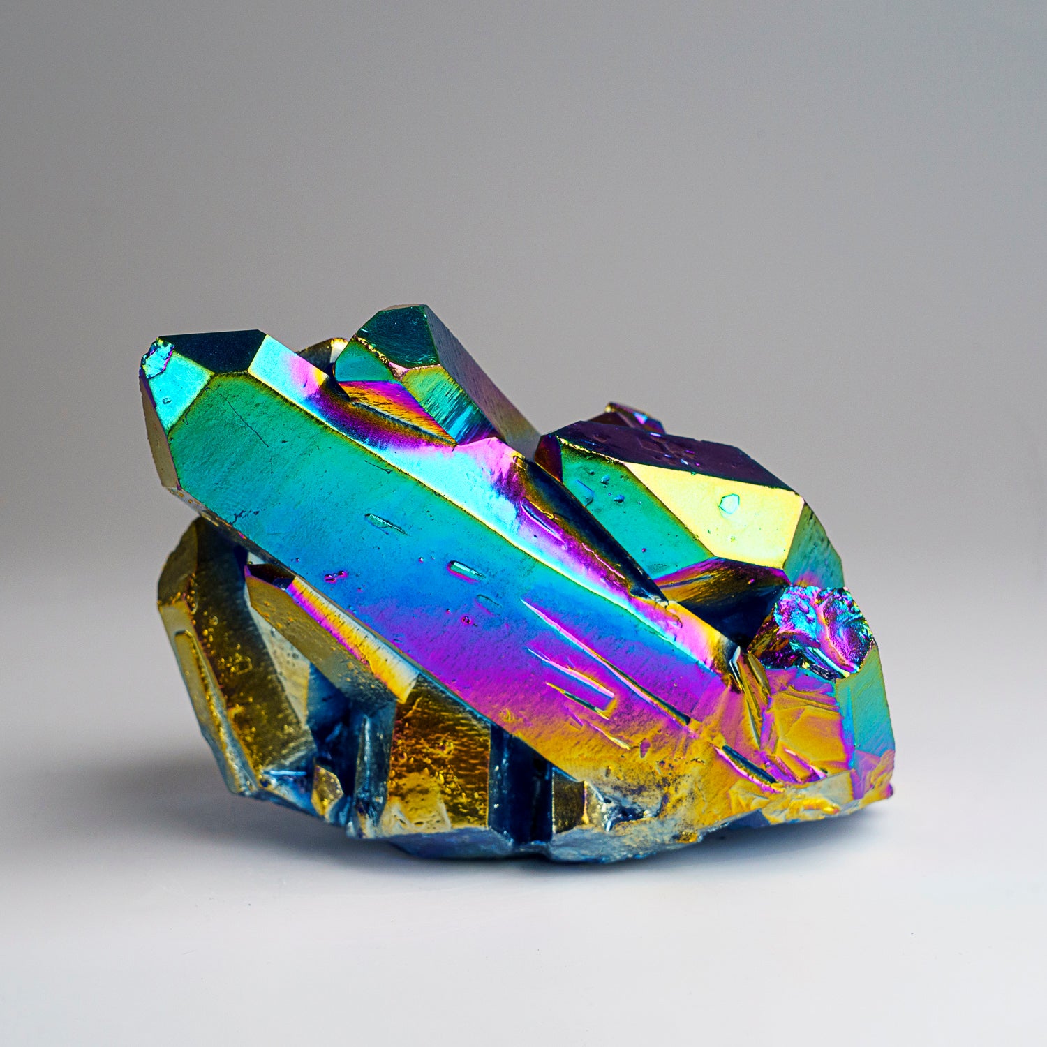 Rainbow Aura Quartz Crystal Cluster (474.2 grams)