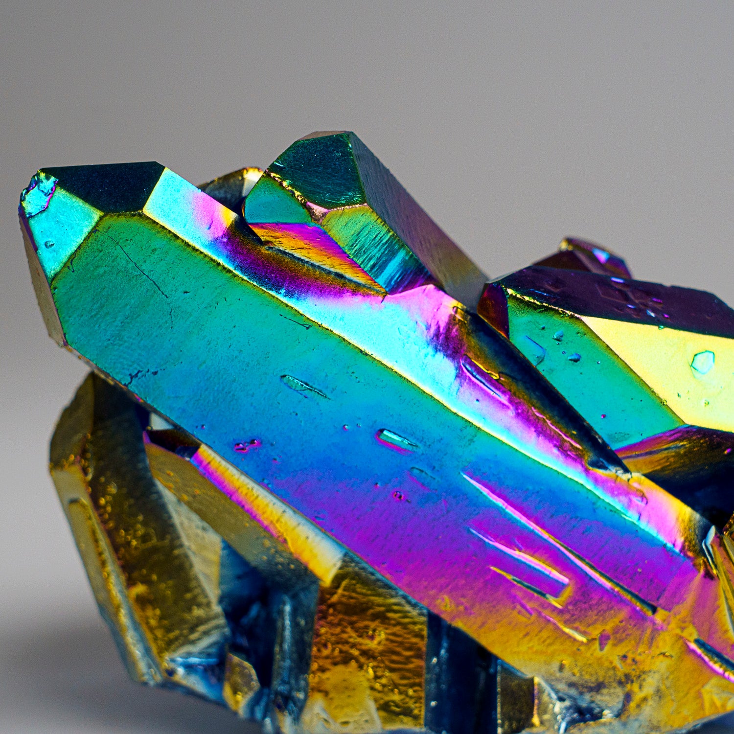 Rainbow Aura Quartz Crystal Cluster (474.2 grams)