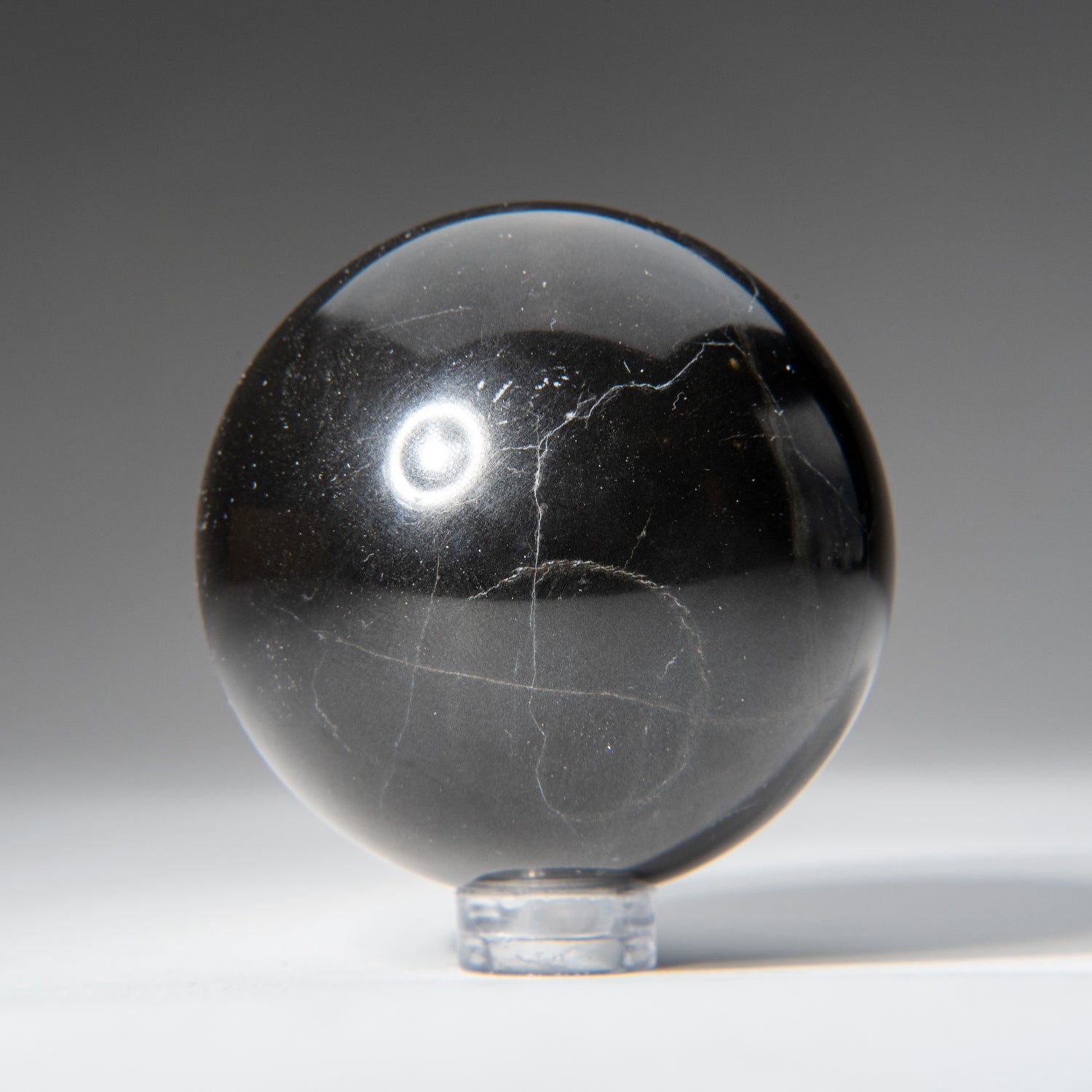 Genuine Polished Black Agate Sphere (2") with Acrylic Display Stand