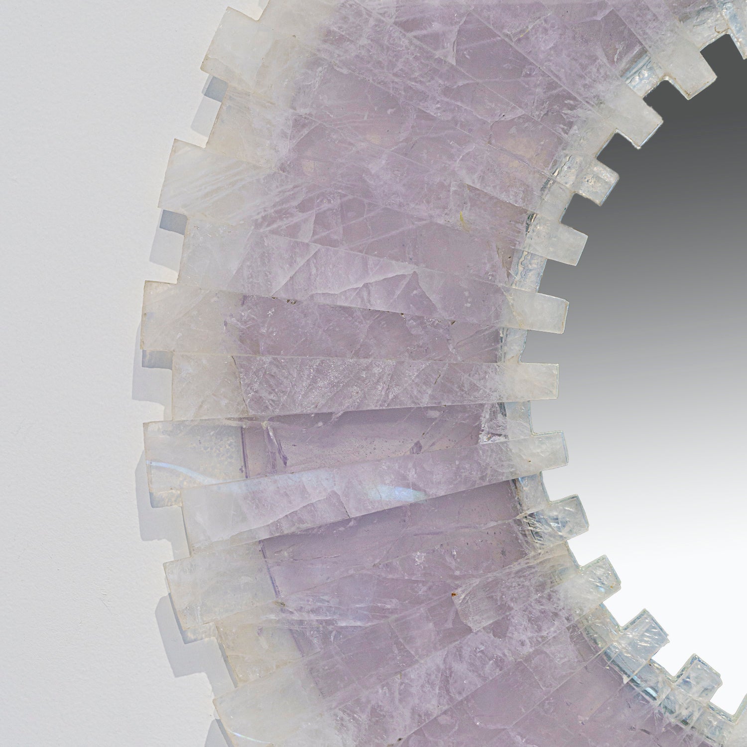 Genuine Amethyst and Quartz Gemstone Wall Mirror