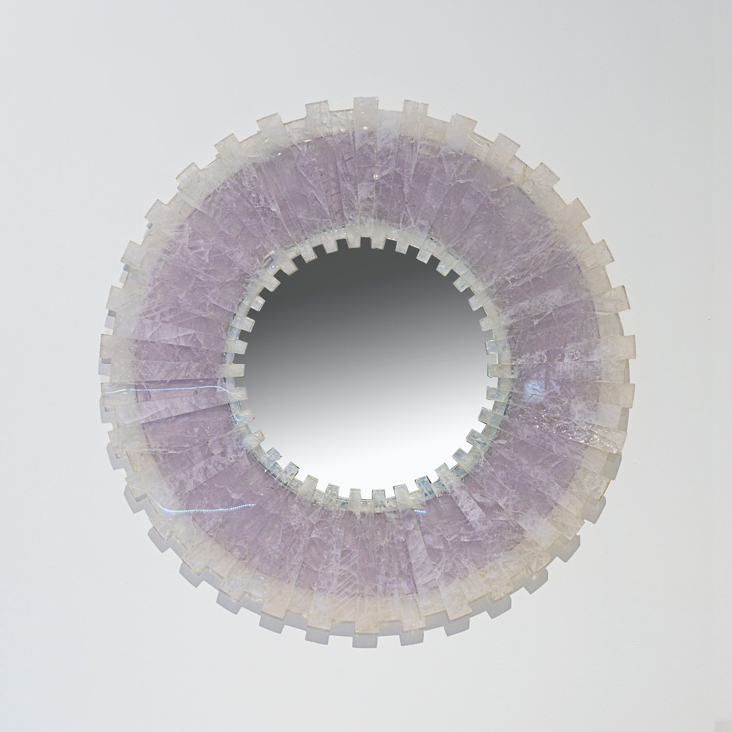 Genuine Amethyst and Quartz Gemstone Wall Mirror