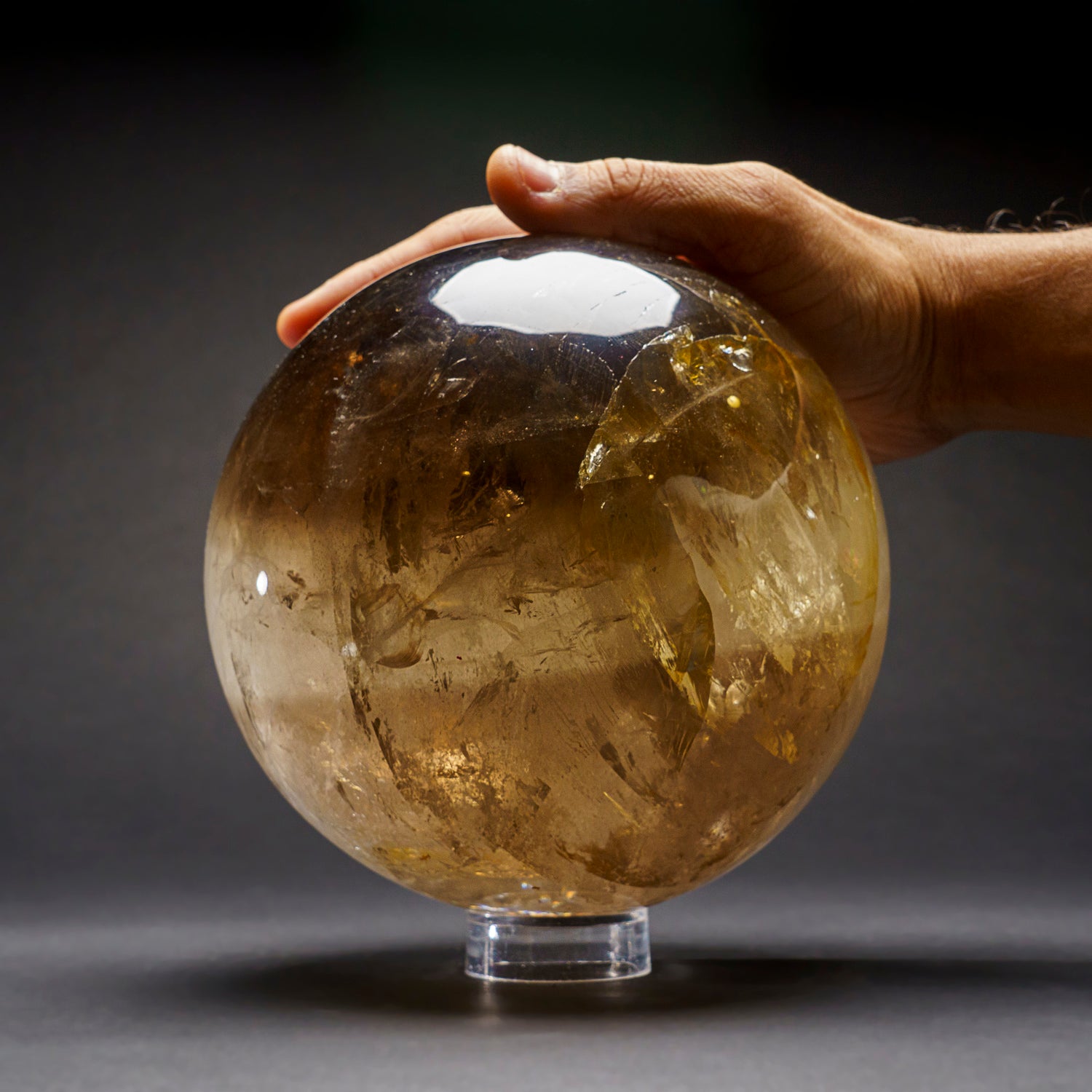 Genuine Polished Smoky Quartz Sphere from Brazil (6", 14 lbs)