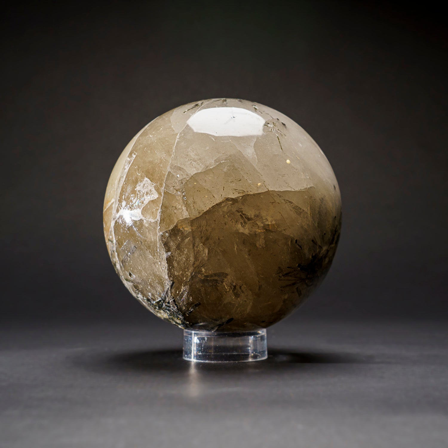Genuine Polished Quartz with Tourmaline Sphere (5", 6 lbs)
