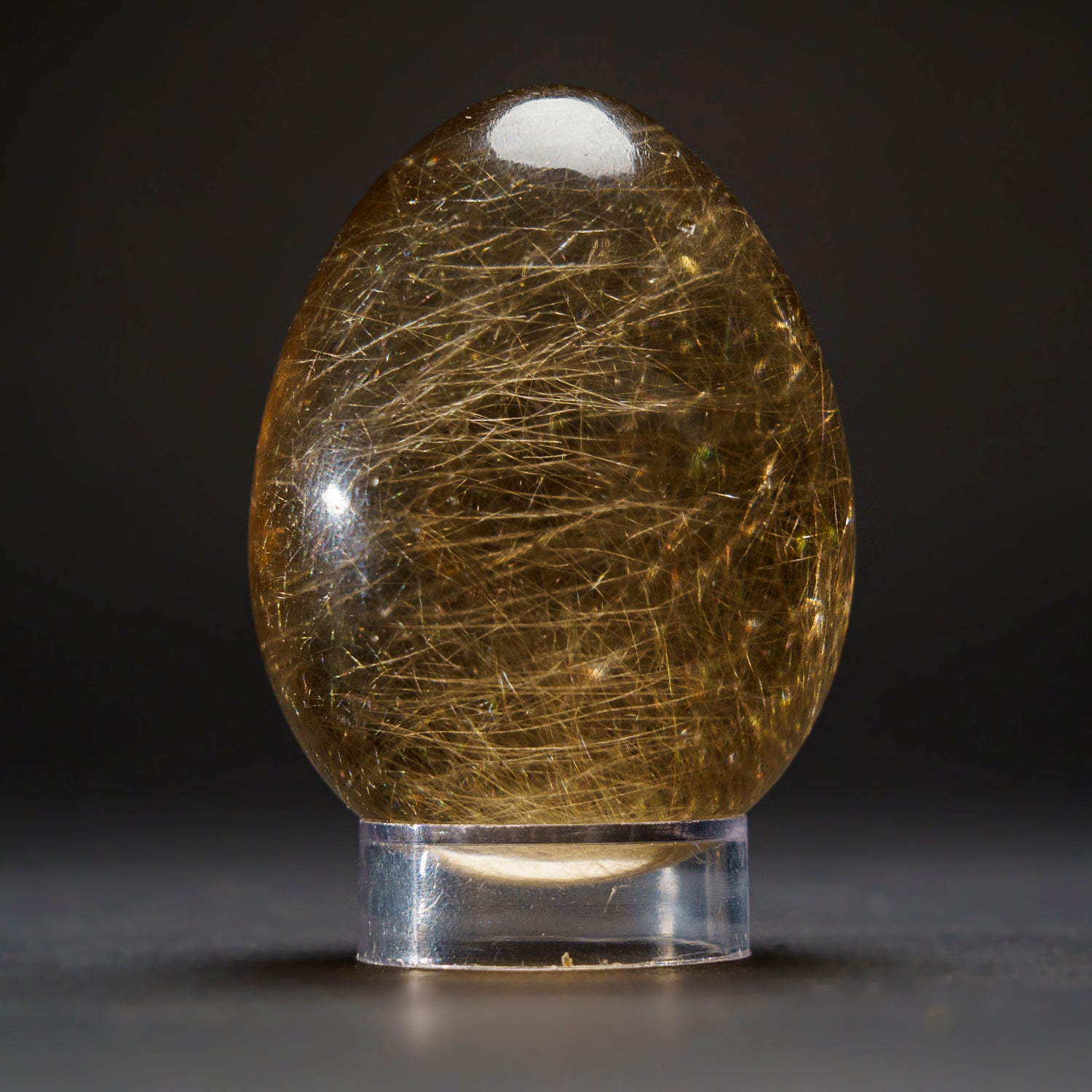 Genuine Polished Rutile Smoky Quartz Egg from Brazil (221.9 grams)