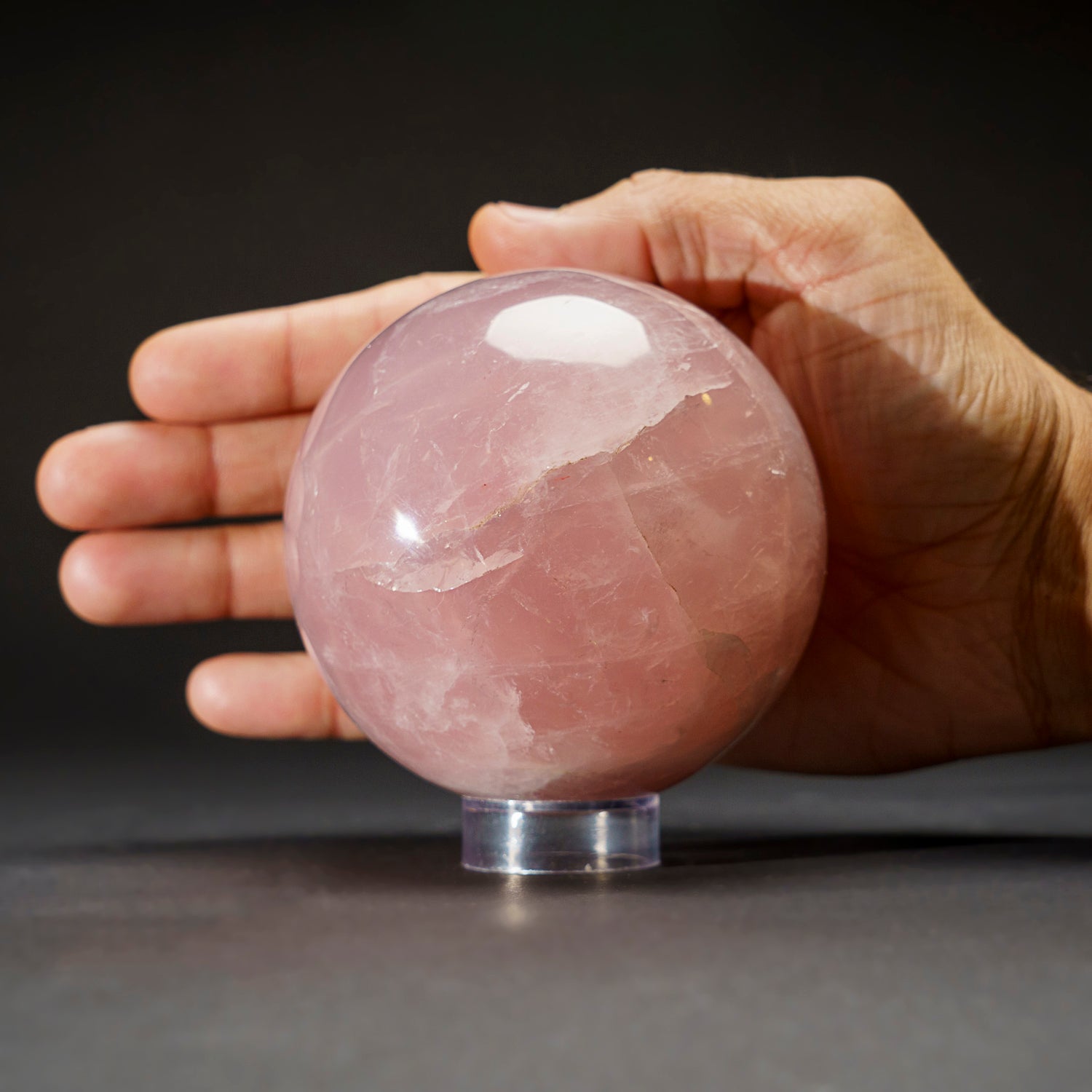 Genuine Polished Rose Quartz Sphere from Brazil  (3.5" Diameter, 2 lbs)