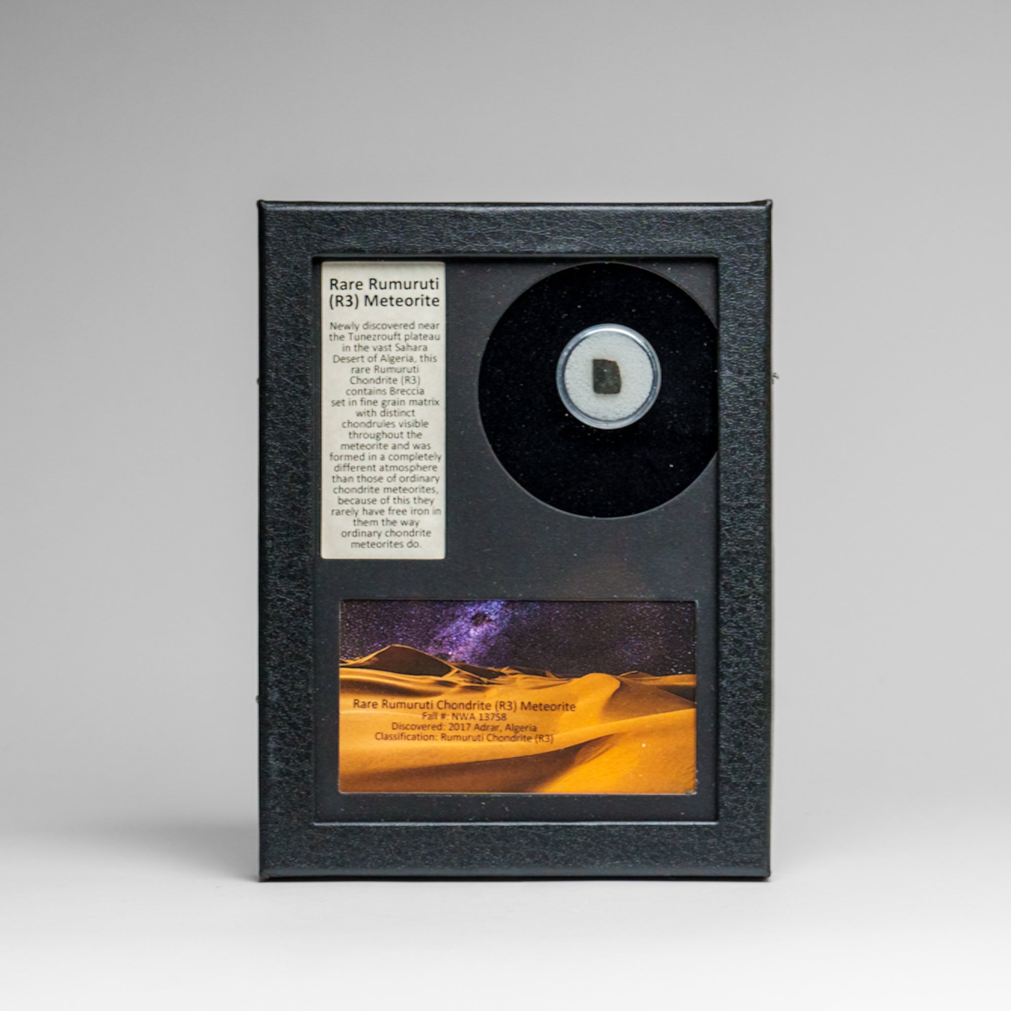 Rare Rumuruti (R3) Meteorite in Glass Display Box