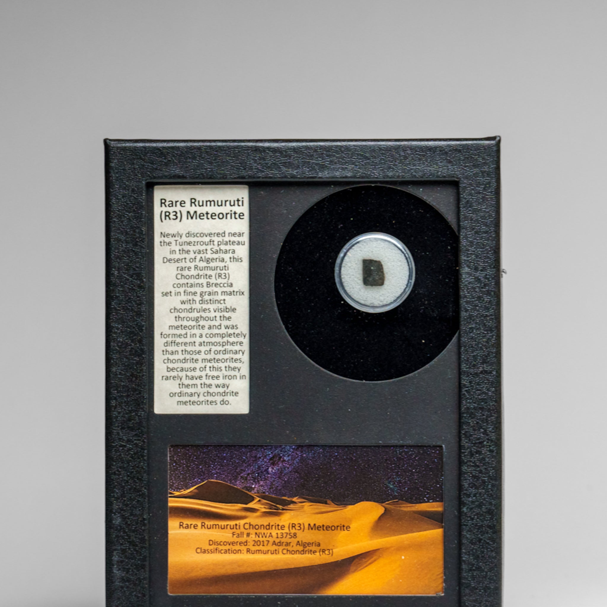 Rare Rumuruti (R3) Meteorite in Glass Display Box