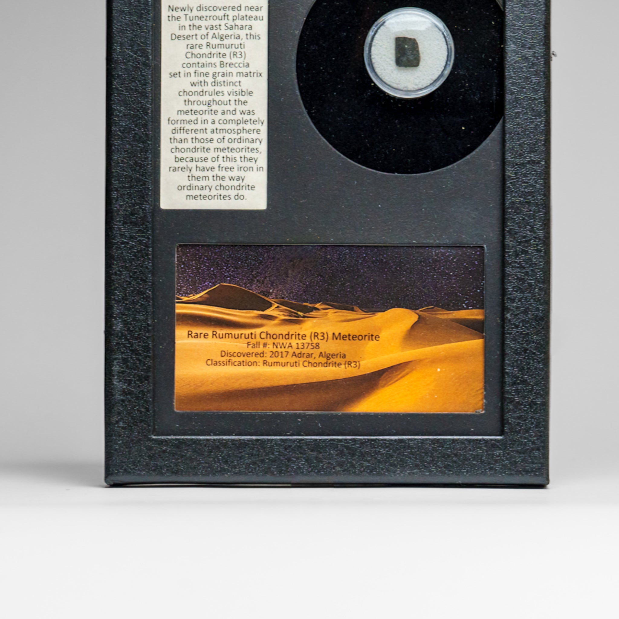 Rare Rumuruti (R3) Meteorite in Glass Display Box