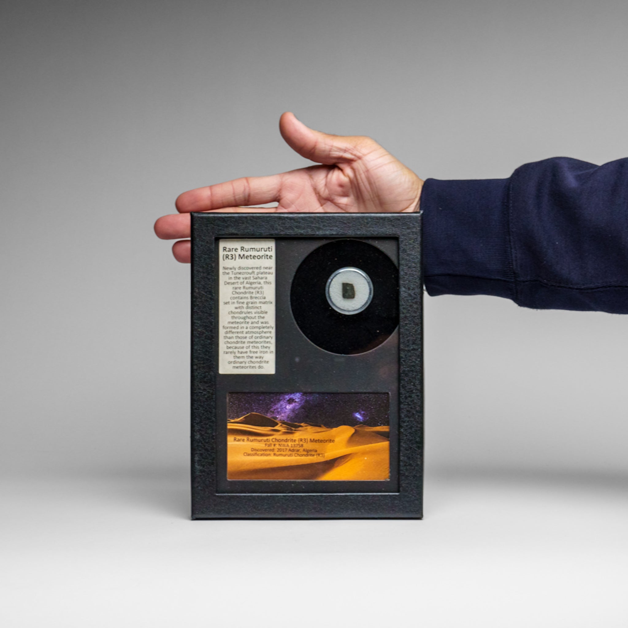 Rare Rumuruti (R3) Meteorite in Glass Display Box