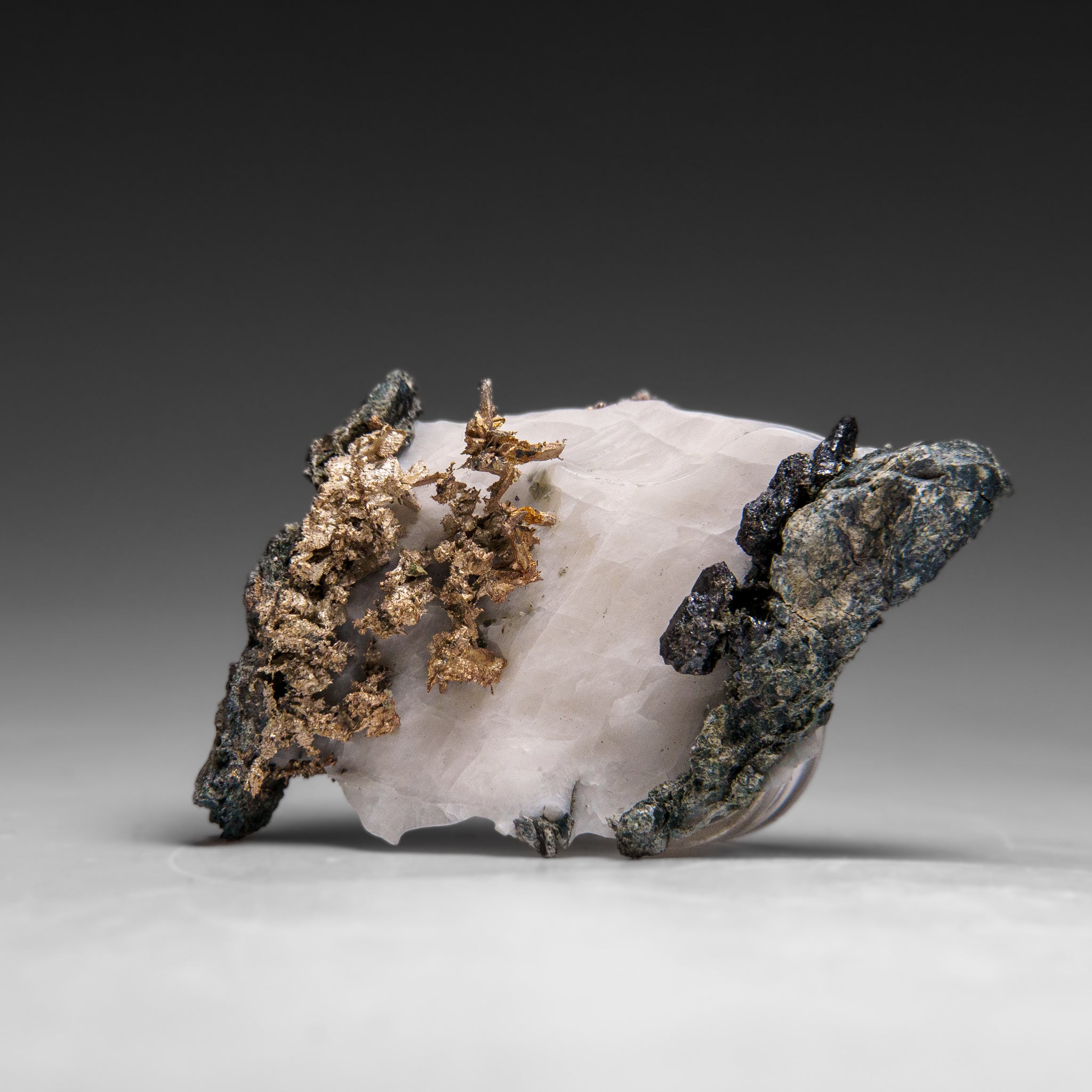 Native Silver on Calcite Crystal Cluster  Matrix From Bouismas Mine, Zagora, Morocco