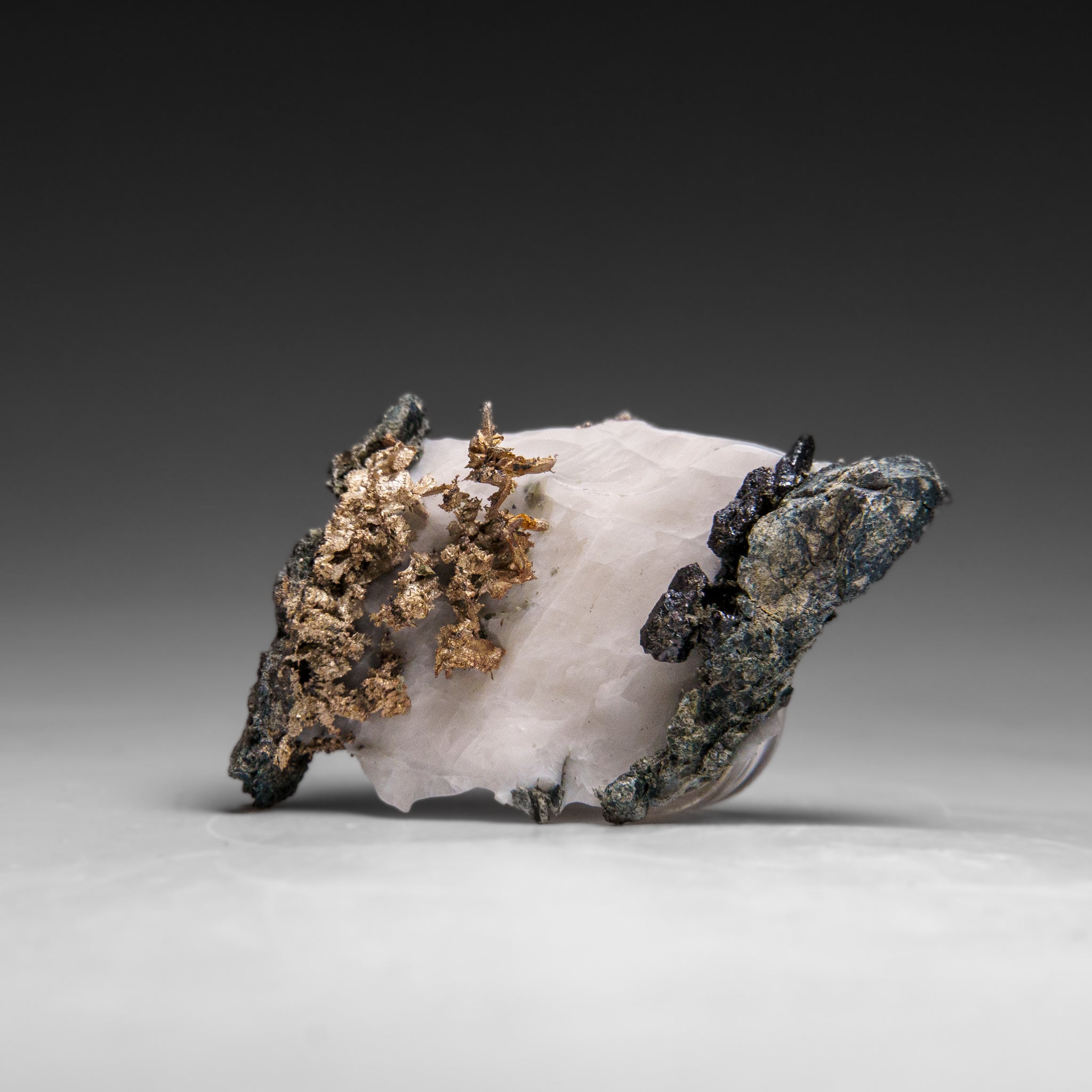 Native Silver on Calcite Crystal Cluster  Matrix From Bouismas Mine, Zagora, Morocco