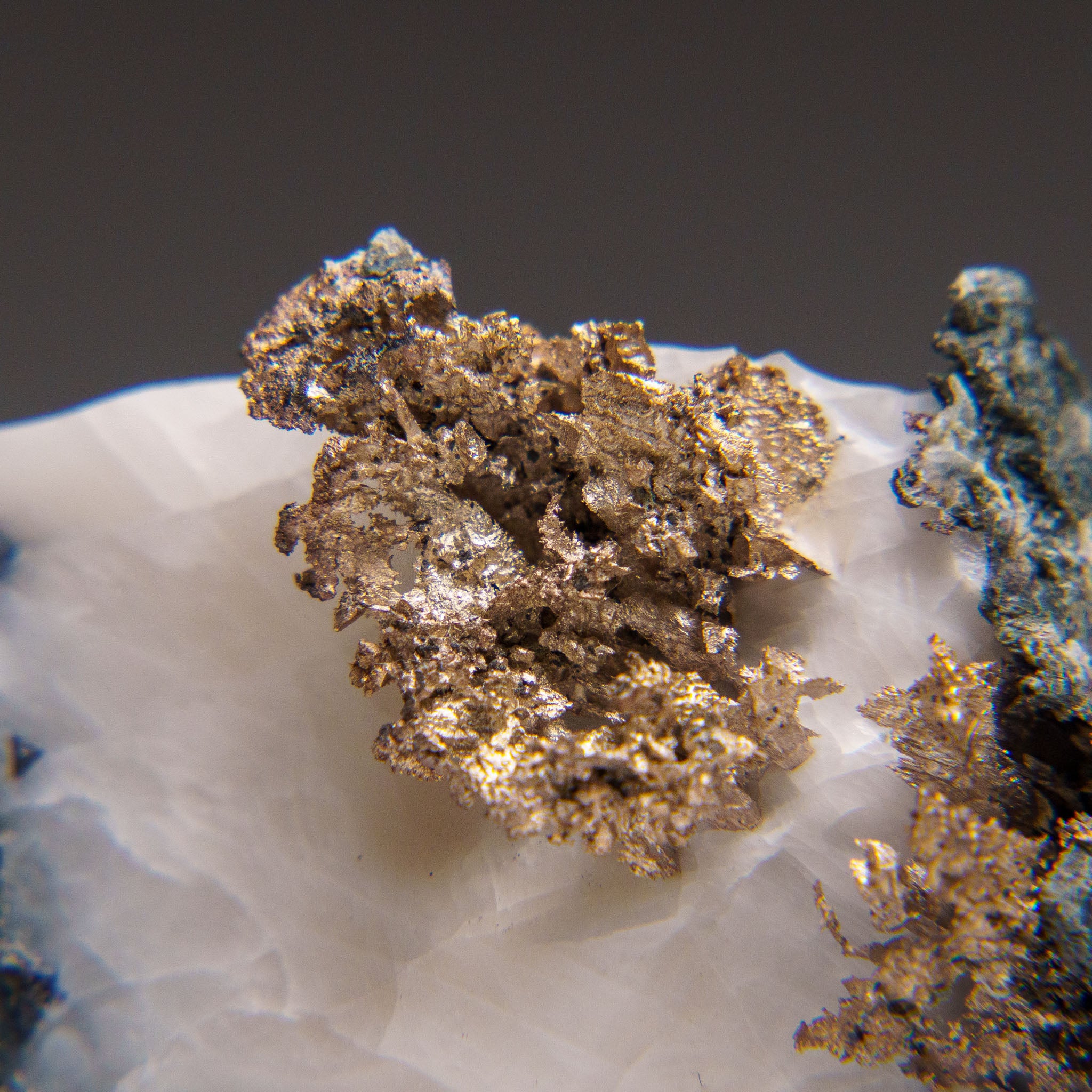 Native Silver on Calcite Crystal Cluster  Matrix From Bouismas Mine, Zagora, Morocco