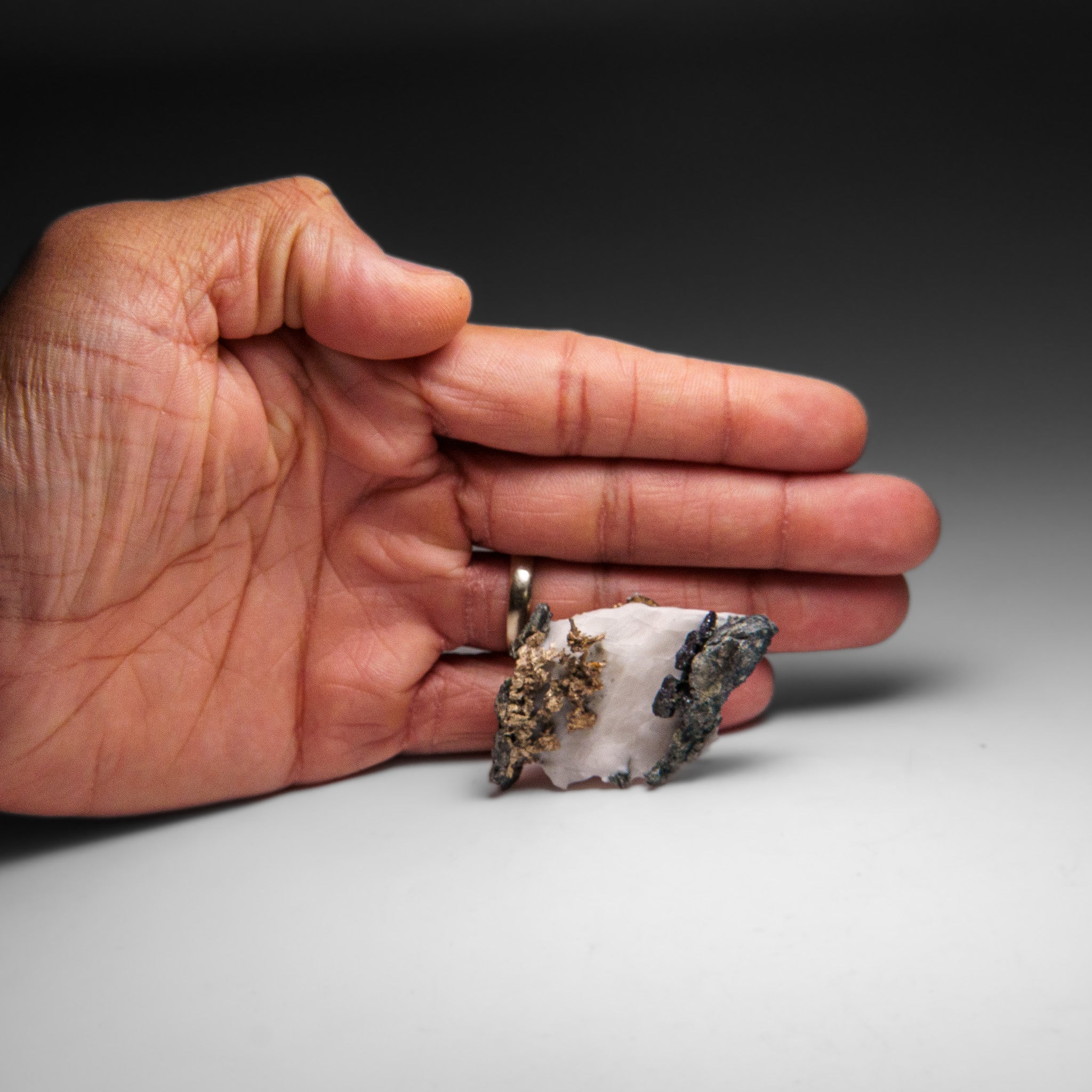 Native Silver on Calcite Crystal Cluster  Matrix From Bouismas Mine, Zagora, Morocco