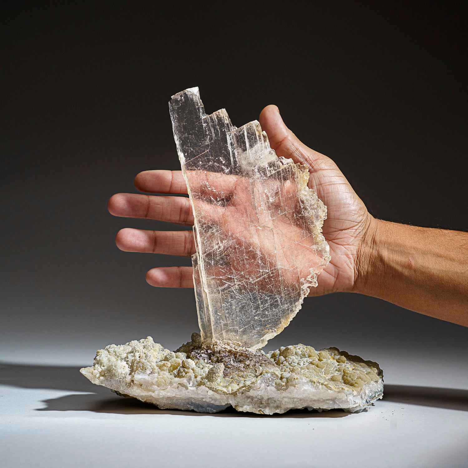 Gypsum Var. Selenite on Quartz from Rio Grande do Sul, Brazil (2.5 lbs)