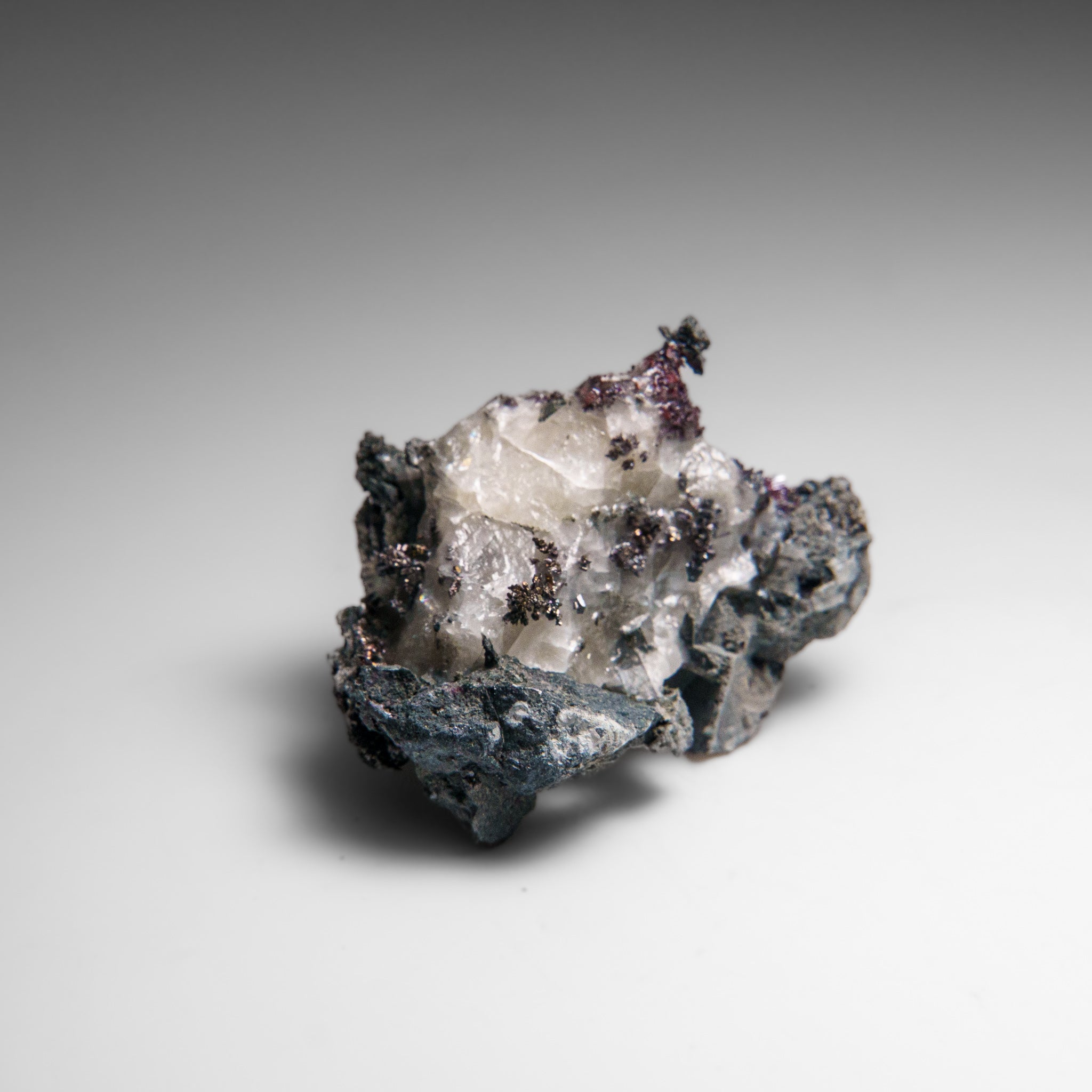 Native Silver on Calcite Crystal Cluster  Matrix From Bouismas Mine, Zagora, Morocco