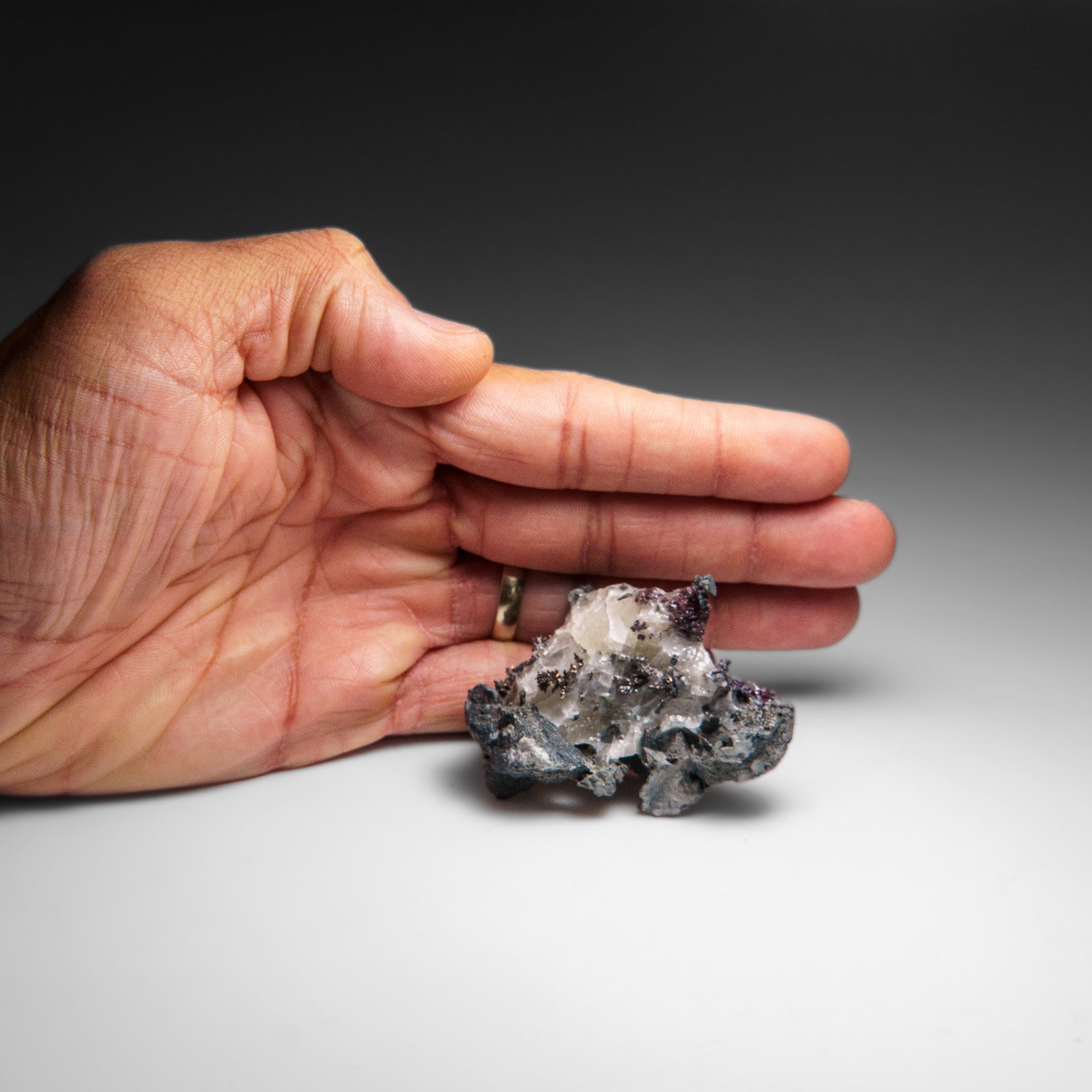 Native Silver on Calcite Crystal Cluster  Matrix From Bouismas Mine, Zagora, Morocco